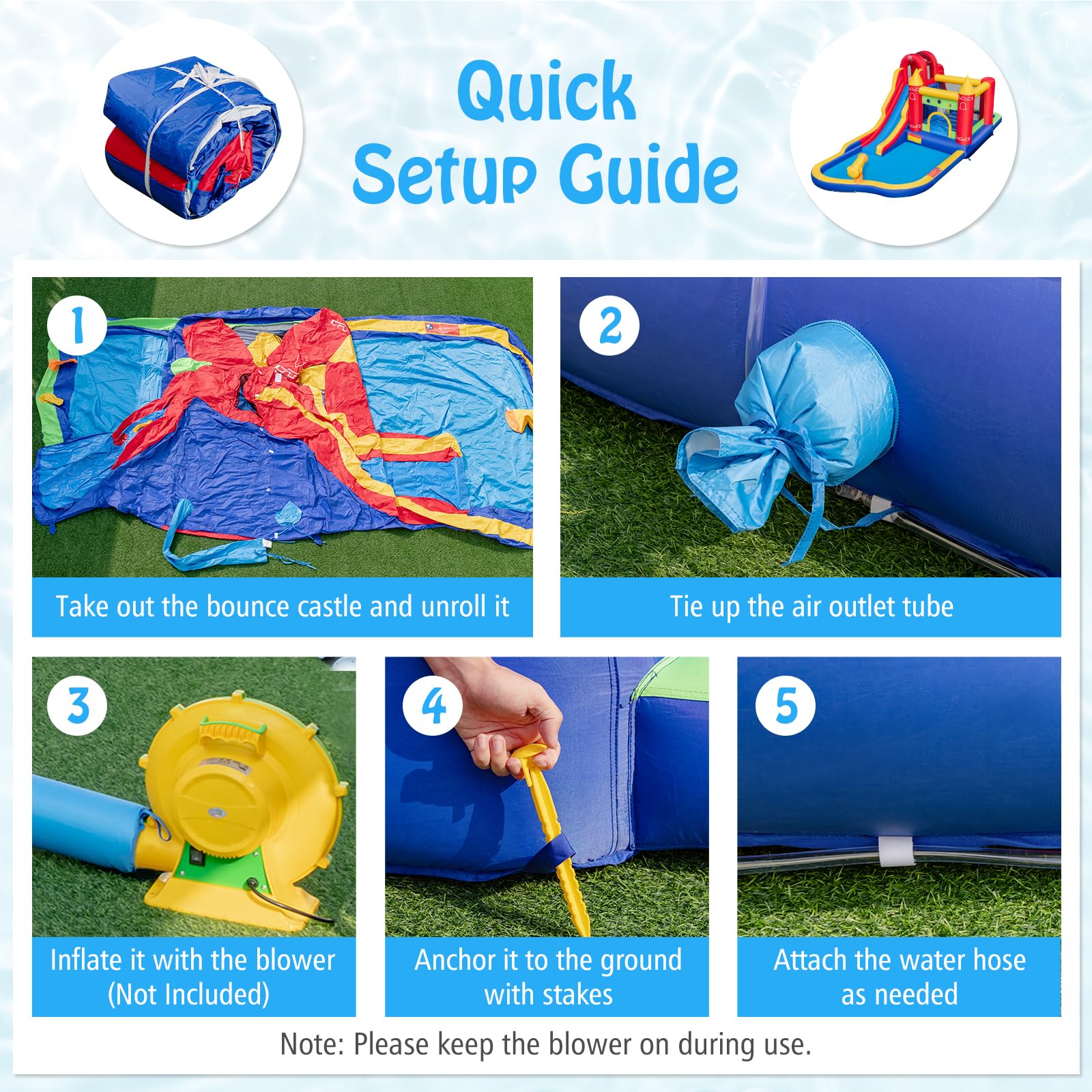 **HONEY JOY 9-in-1 Inflatable Water Slide & Bounce House Combo with Splash Pool, Long Slide, and Ball Pit (Includes 50 Balls) - Fun Backyard Water Park for Kids & Adults (Blower Not Included) - Perfect for Summer Parties, Birthdays, and Outdoor Family Fun**