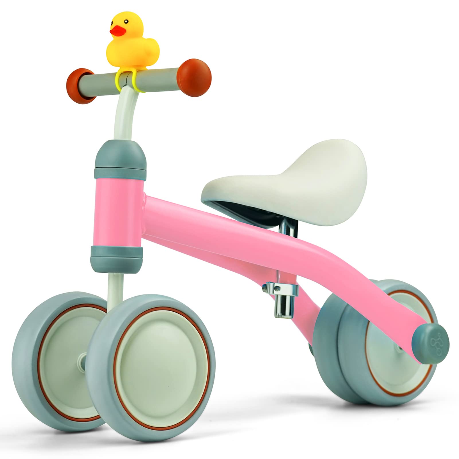 KRIDDO Baby Balance Bike for Toddlers 1-3 Years Old | First Birthday Gift for Boys & Girls | Lightweight Training Bike with Duck Bell | Pink | Perfect for Indoor Play & Outdoor Learning to Ride