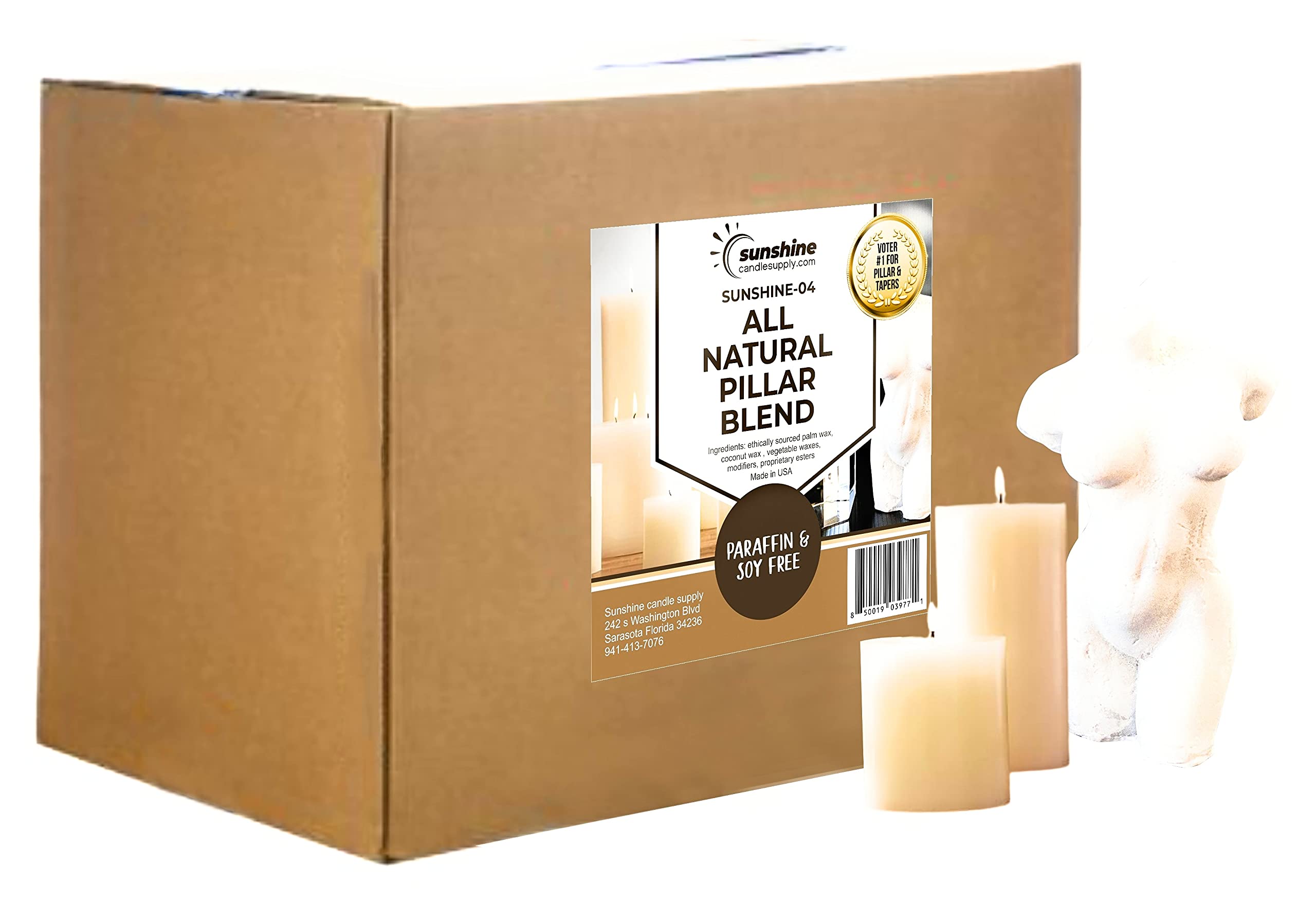 All-Natural Pillar Candle Blend Wax - 10 lbs Premium Soy & Beeswax for Handmade Candles - Perfect for Home Decor, Weddings & Aromatherapy