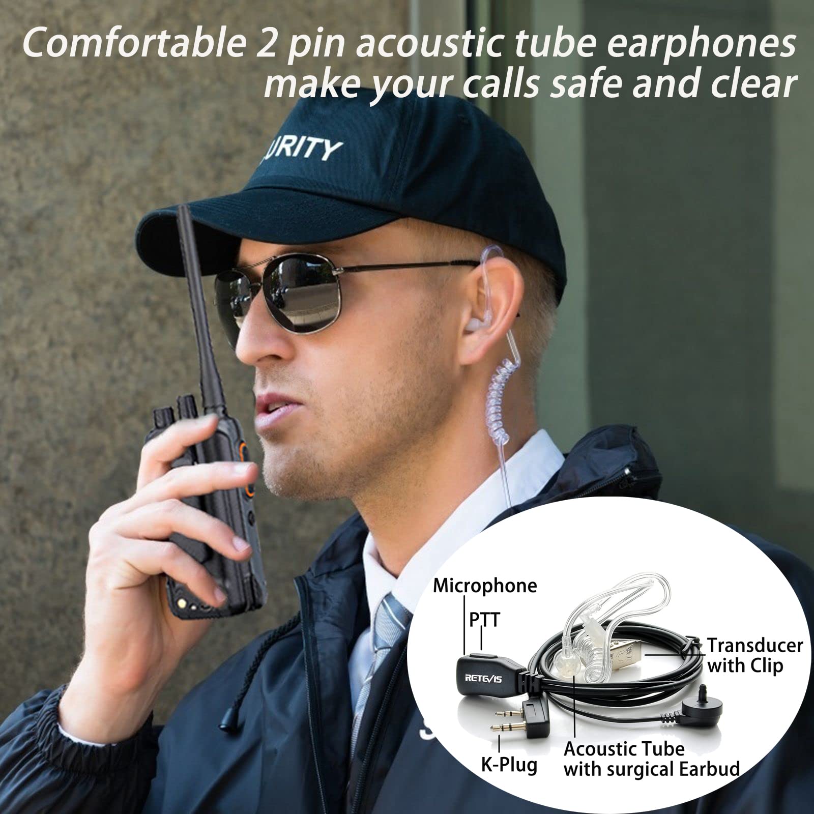 Retevis RB17 4400mAh Long Range Rechargeable Walkie Talkies (10 Pack) - Heavy Duty Two Way Radios with Earpiece, Mic & USB-C Charging - VOX Handsfree, Emergency Alarm - Ideal for School, Construction, Farm & Outdoor Adventures