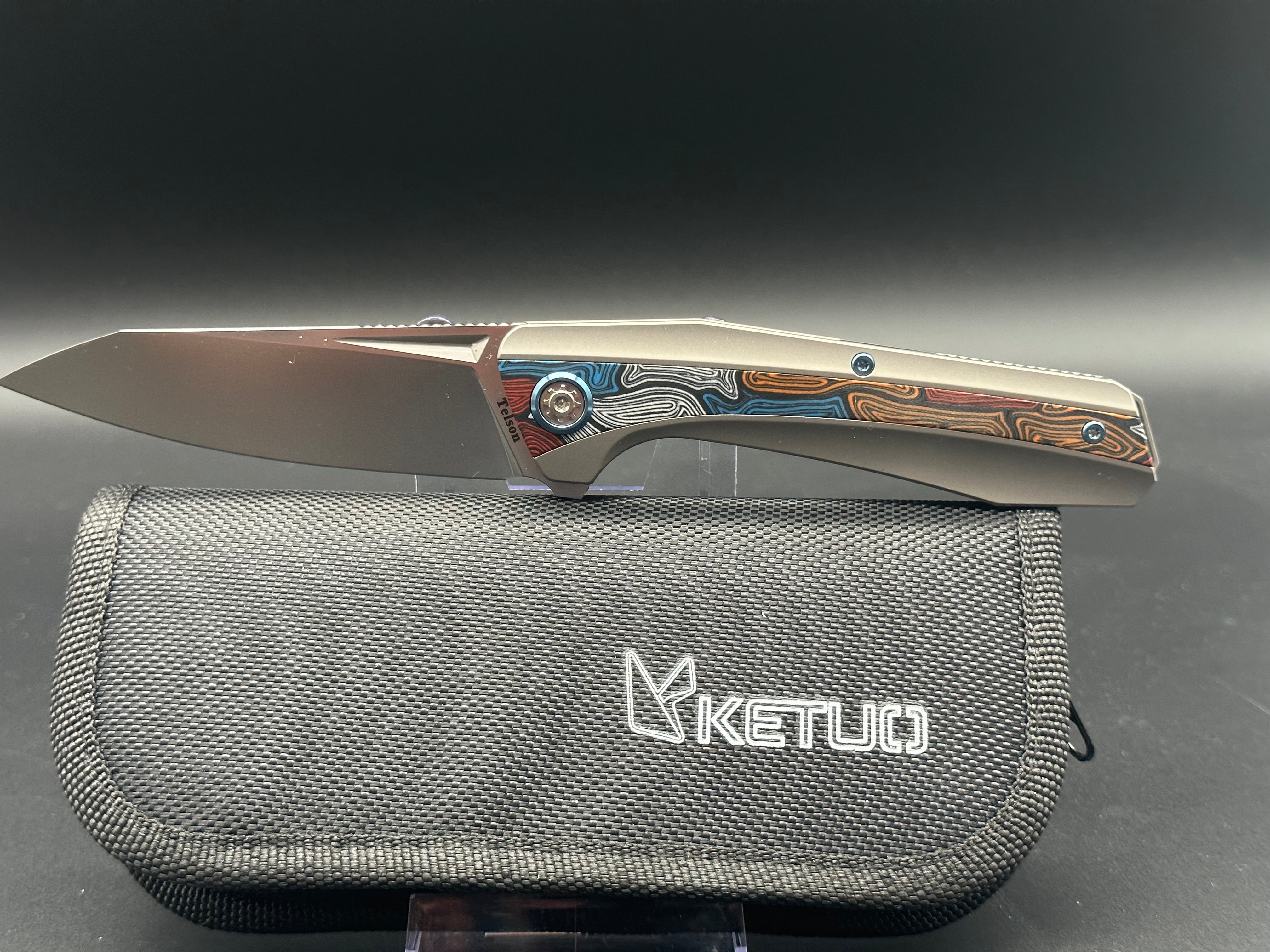 Premium Ketuo Telson Titanium Folding Knife with M390 Steel Blade & Colorful G10 Handle - Perfect for EDC, Outdoor Adventures, Camping, and Survival Gear