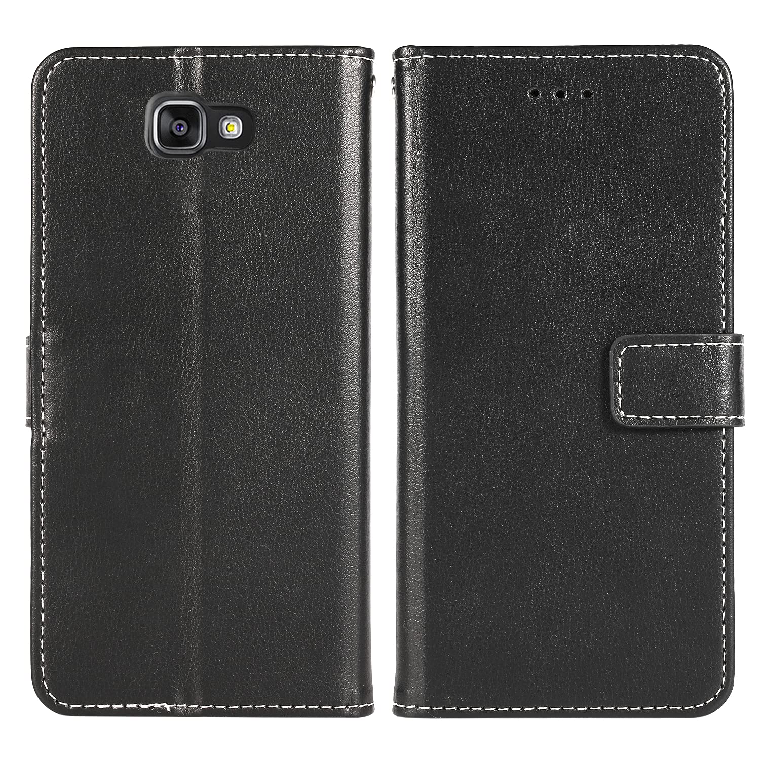 Samsung Galaxy Xcover 4 Wallet Case with Wrist Strap & Lanyard - Leather Flip Cover with Card Holder & Stand - Compatible with Galaxy Xcover 4/4S - Perfect for Work, Travel & Outdoor Activities (Black)