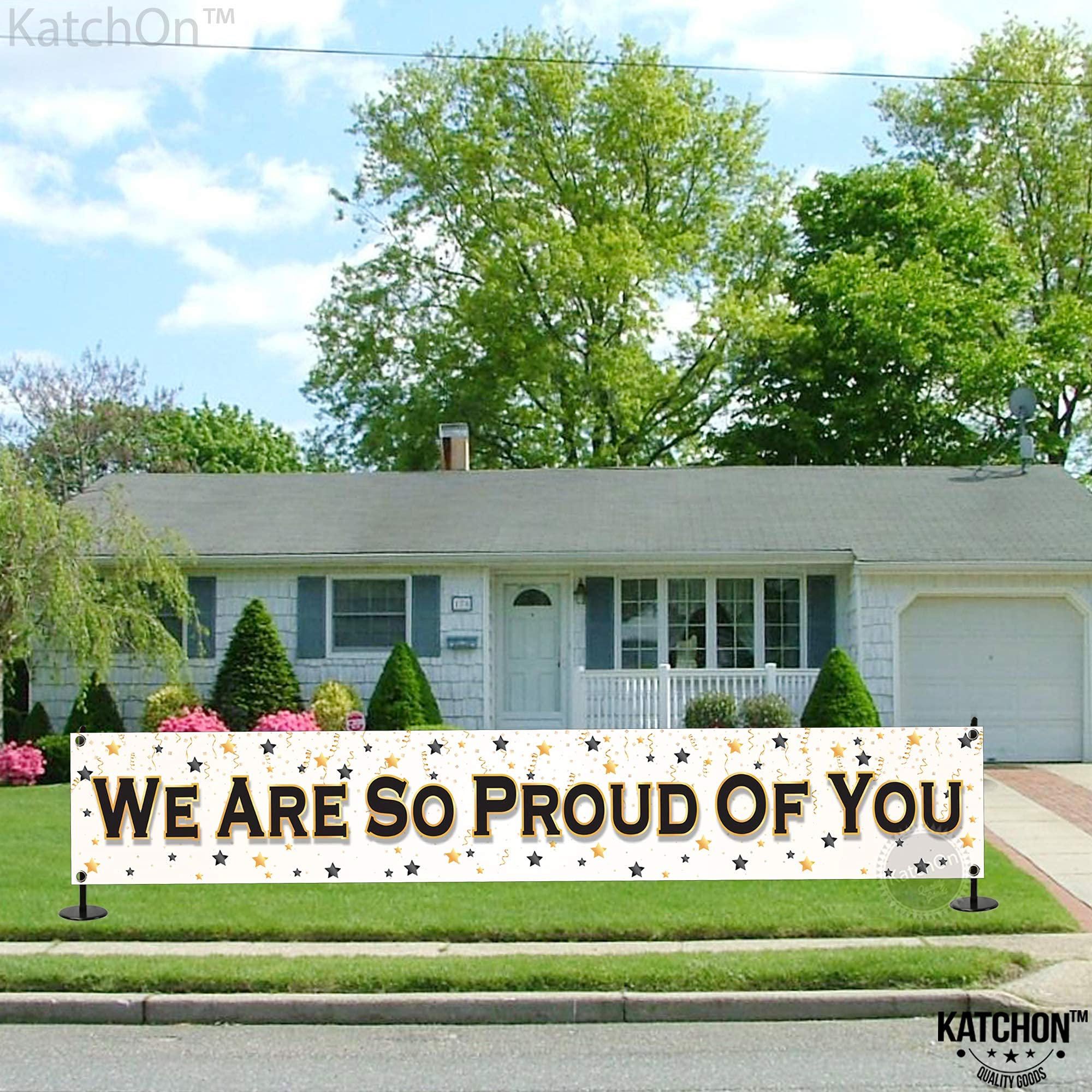 KatchOn Extra Large Graduation Banner 120x20 Inch - Proud Graduate Party Decor for 2025 | Yard Sign, Backdrop & Wall Decoration for High School & College Celebrations