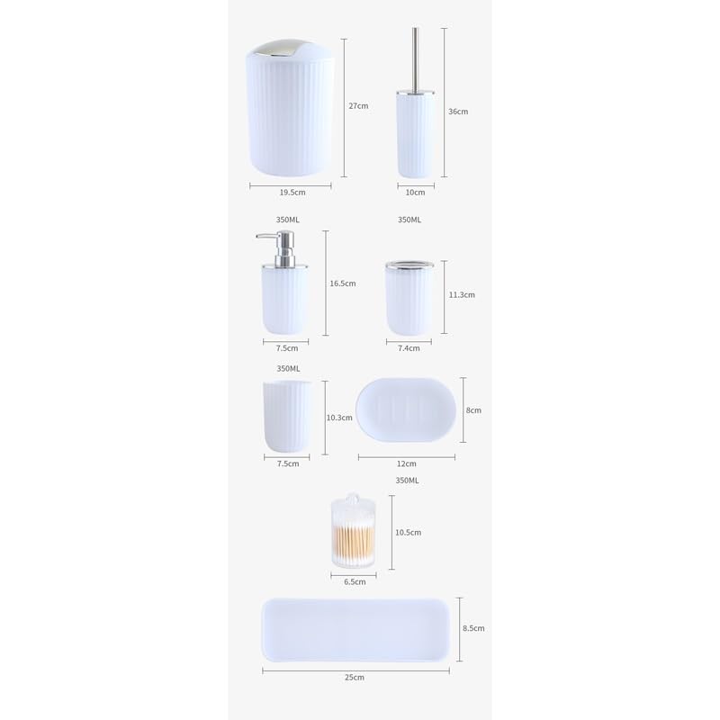 6-Piece Bathroom Set - Toothbrush Holder, Soap Dish, Tumbler & More | Modern Bathroom Organizer for Home, Hotel & Travel Use
