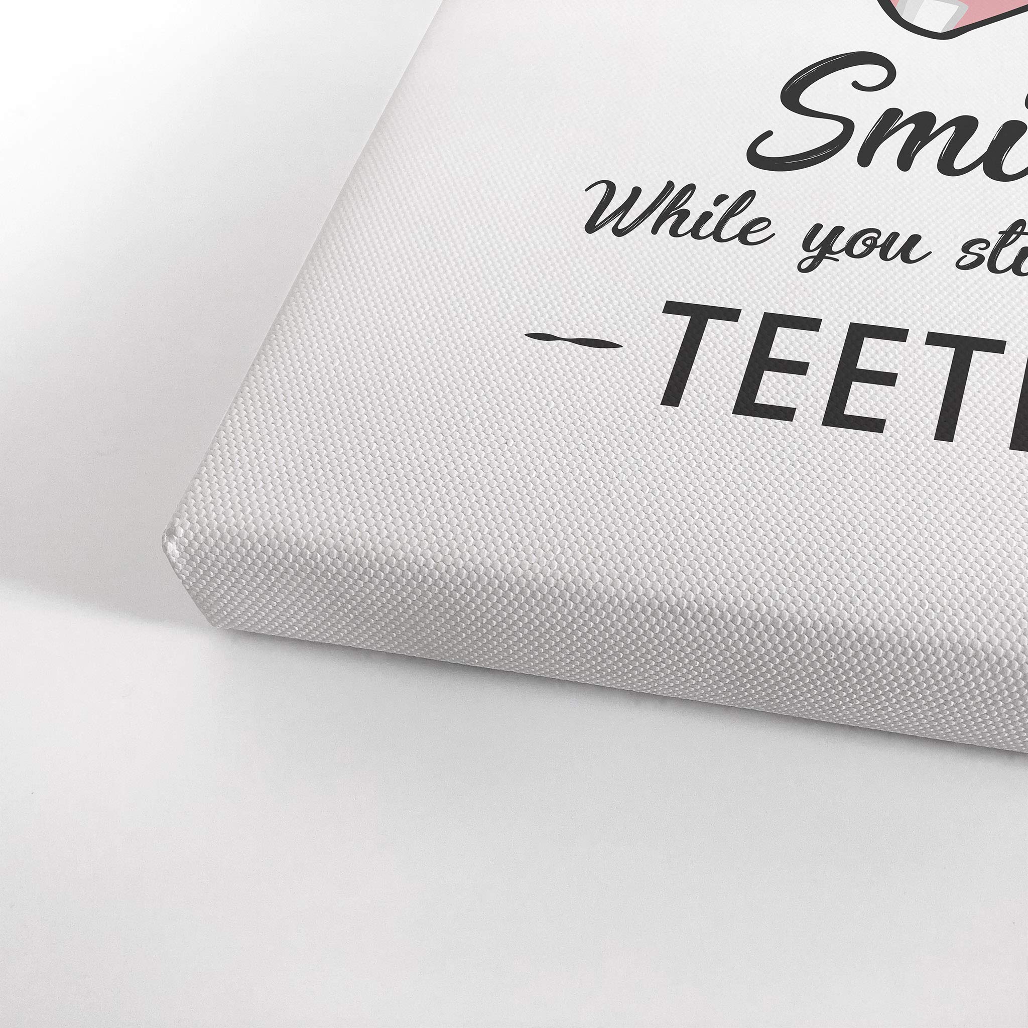 Funny Bathroom Wall Art - 'Life is Short, Smile While You Still Have Teeth' Canvas Print Sign | 40x30 Inches Ready to Hang | USA-Made Home Decor for Bathroom, Living Room & Office