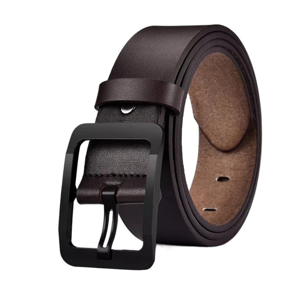 Premium Genuine Leather Men's Belt with Pin Buckle - Classic Black Dress & Casual Belt for Jeans, Pants & Office Wear | Durable & Stylish Men's Accessory for Everyday Use