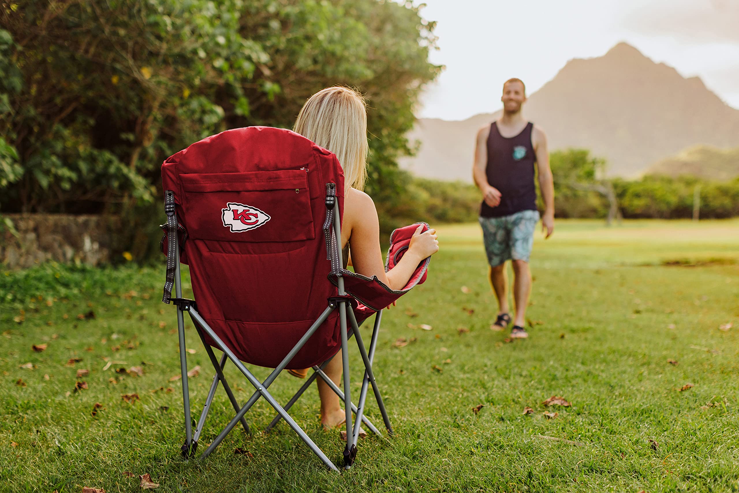 PICNIC TIME NFL Reclining Camp Chair for Adults - Portable Beach & Sports Chair with Carry Bag - Perfect for Tailgating, Camping, and Outdoor Events