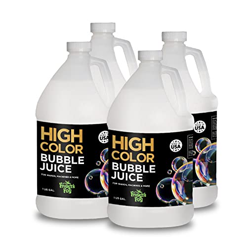 Froggy's Fog High Color Bubble Juice - 4 Gallon Case | Strong & Long-Lasting Bubble Solution for Bubble Machines & Bubblers | Creates Vibrant Iridescent Bubbles for Parties, Events & Outdoor Play