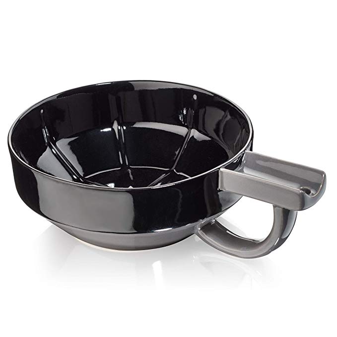 Premium Black and Gray Shaving Lather Bowl for Men - Perfect for Wet Shaving, Barber Shops & Home Grooming Kits