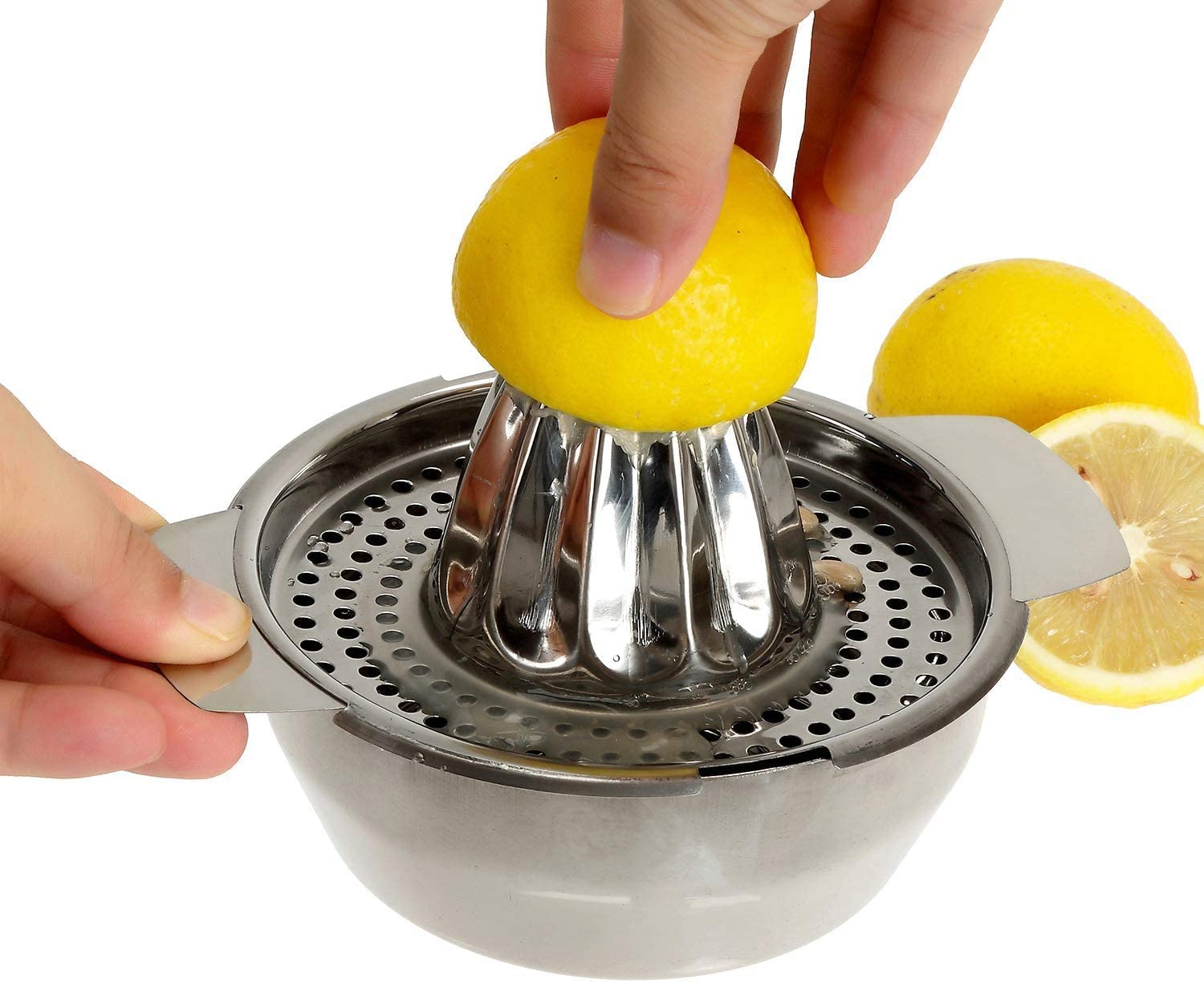 Premium Stainless Steel Lemon Squeezer - Heavy Duty Citrus Juicer for Orange, Lime & Grapefruit - Ergonomic Hand Press Kitchen Tool with Non-Slip Base | Perfect for Fresh Juice, Cocktails & Cooking (1 Pack)