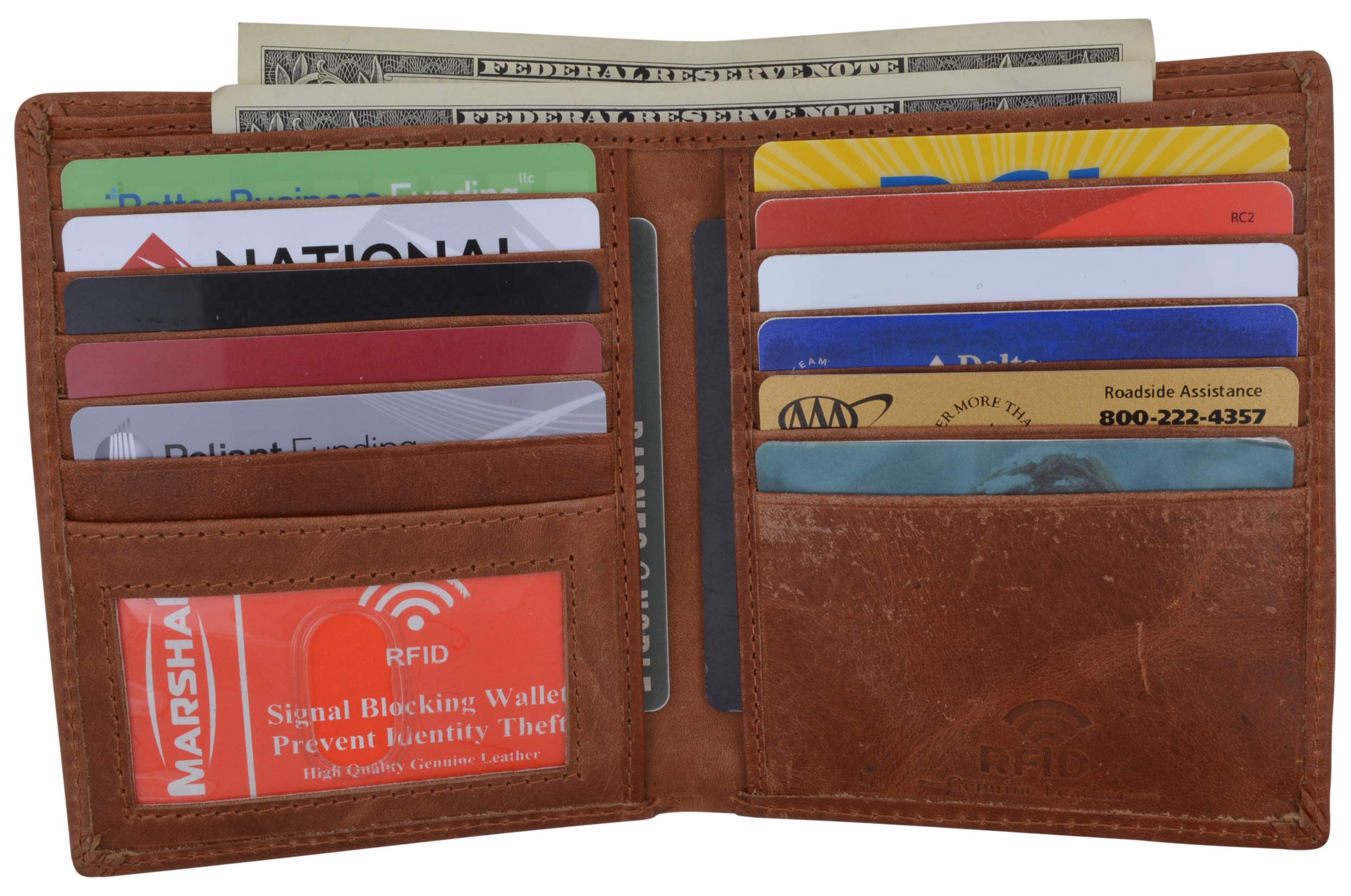 Premium RFID Blocking Bifold Wallet for Men - Genuine Lambskin Leather Credit Card Holder (Antique Brown) | Slim Minimalist Design for Everyday Carry, Travel & Business Use
