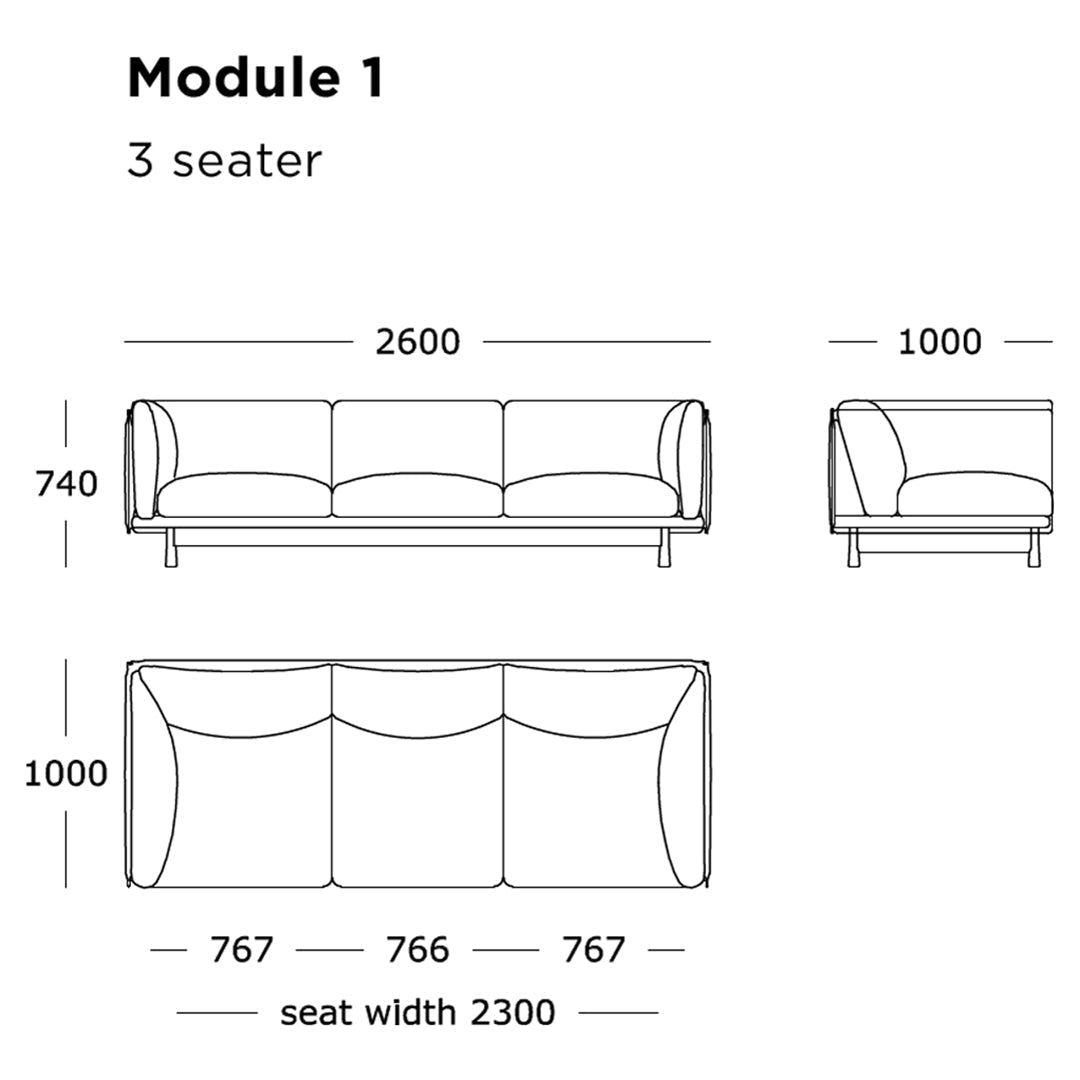 Modular Sofa Set - 4-Piece Kite Sectional Couch for Living Room, Lounge & Office - Customizable Comfortable Seating Solution