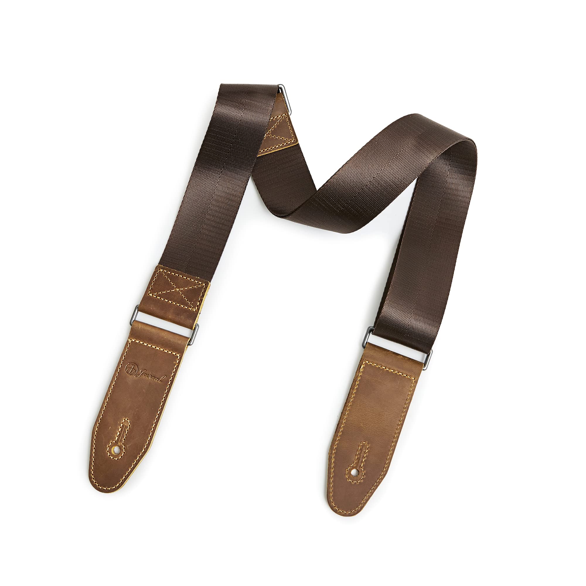 Jeereal Soft Cotton Guitar Strap with Genuine Leather Ends - Adjustable for Acoustic Guitar, Electric Guitar, Bass & Banjo - Perfect for Live Performances, Studio Sessions & Music Practice