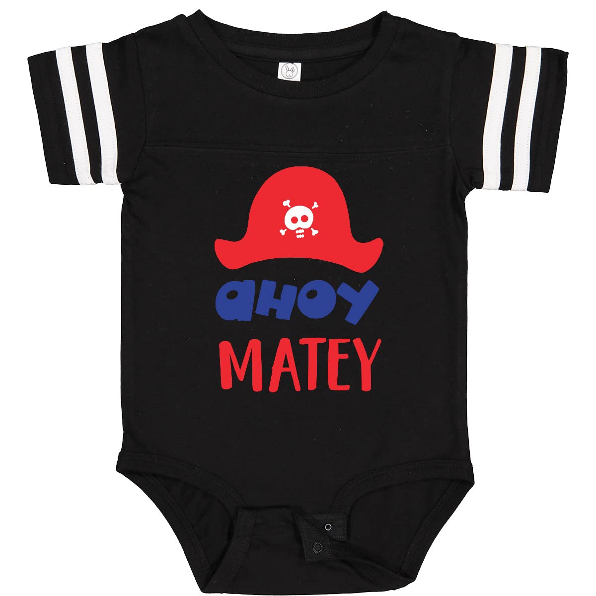 Ahoy Matey Pirate Baby Bodysuit - Skull & Bones Design - Soft Cotton Infant Onesie for Boys & Girls - Perfect for Pirate Themed Parties, Halloween & Dress-Up Play