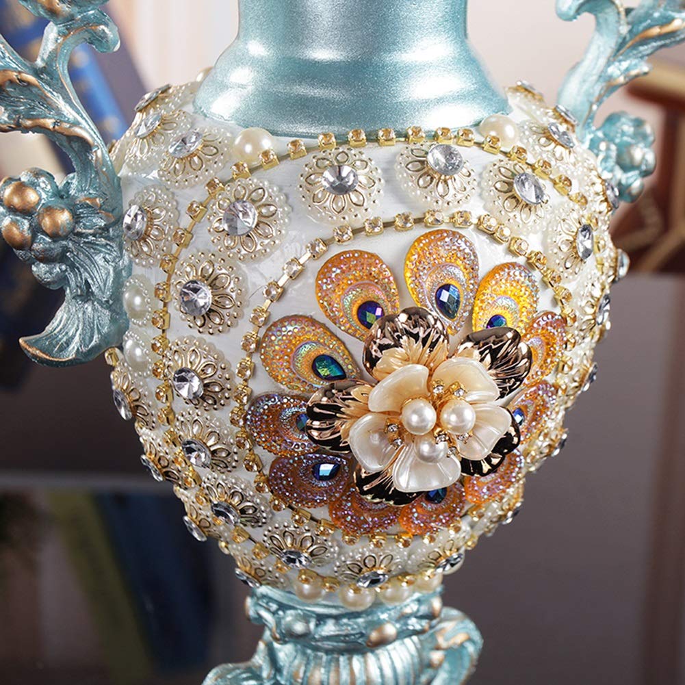 European-Style Retro Resin Large Flower Vase - Hand-Painted Tall Decorative Vase for Home & Office Decor (30×21cm) | Perfect for Living Room, Dining Table Centerpiece, Bedroom, Hotel & Wedding Gift