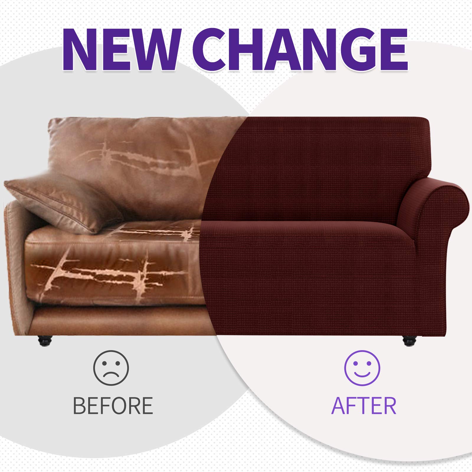 Stretchable Spandex Loveseat Slipcover - Pet Friendly, Non-Slip Sofa Cover for Furniture Protection (Wine Red) - Perfect for Living Room, Apartment, and Pet Owners