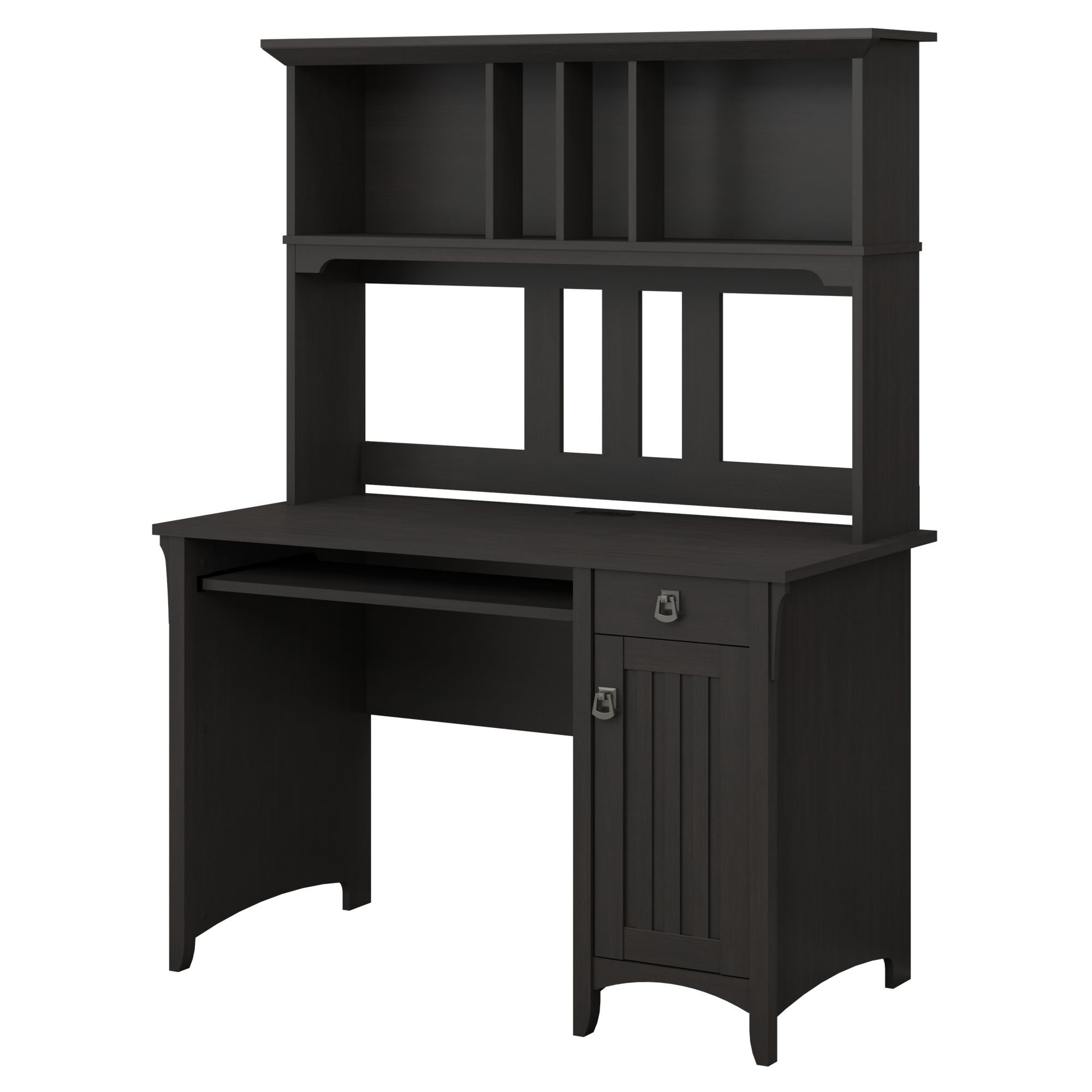 Bush Furniture Salinas Small Computer Desk with Hutch in Vintage Black - Compact Home Office Desk for Small Spaces, Perfect for Study, Work, or Crafting