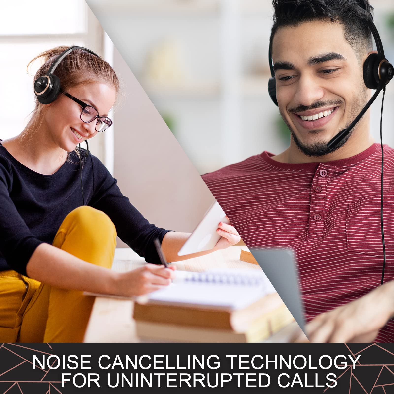 Bulk 10-Pack Noise Canceling Headsets with Microphone - Comfortable Over-Ear PC Headphones for Office, Meetings & Chat - Universal 3.5mm Jack for Computers, Laptops, Phones - Perfect for Remote Work, Online Classes & Call Centers