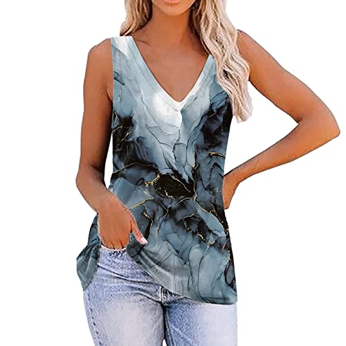Women's Beige Sleeveless V-Neck Workout Top - Printed Athletic Tank T-Shirt for Casual Wear & Gym (Grey, XXL) | Perfect for Yoga, Running & Summer Outfits