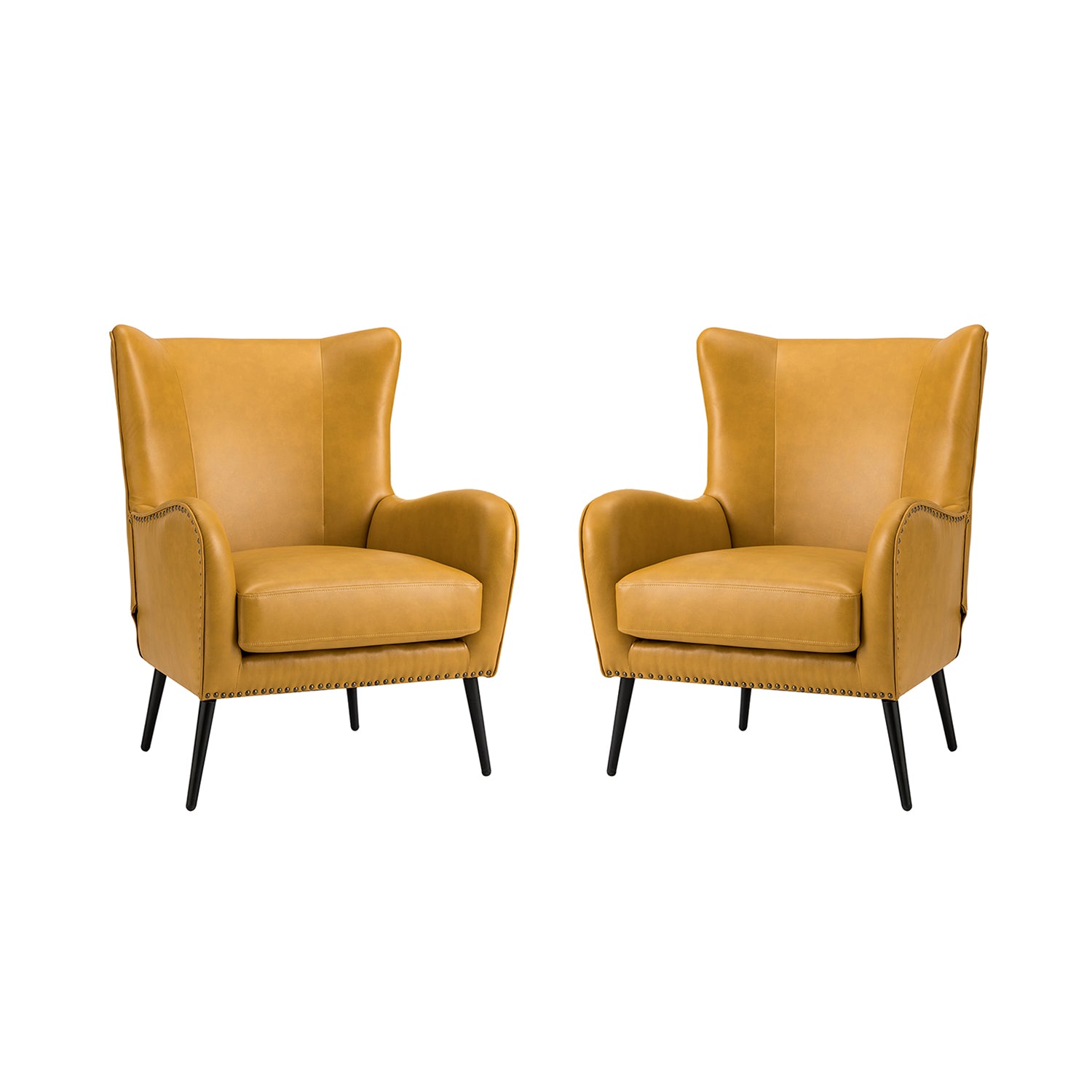 Stylish Shepherd Wingback Vegan Leather Armchair - Modern PU Leather Accent Chair for Living Room, Bedroom & Office - Comfortable Mid-Century Design with Optional Types