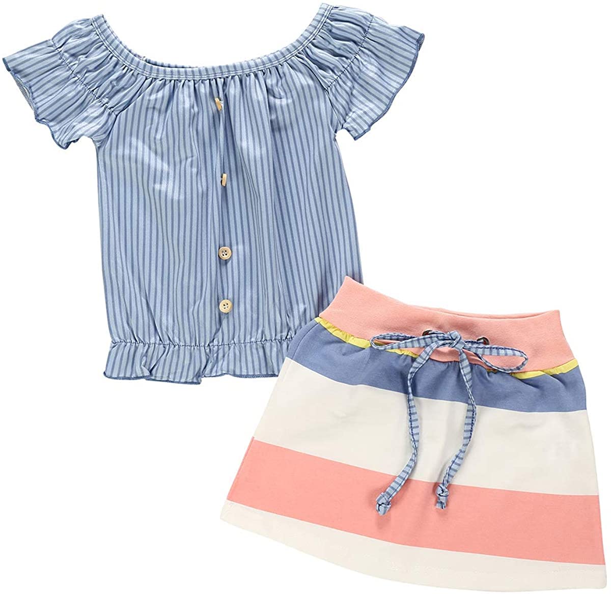 Toddler Baby Girls Camouflage Outfit - Black Letter Print Top + Denim Skirt & Shorts 2-Piece Summer Clothes Set | Cute Playtime & Outdoor Adventure Outfits