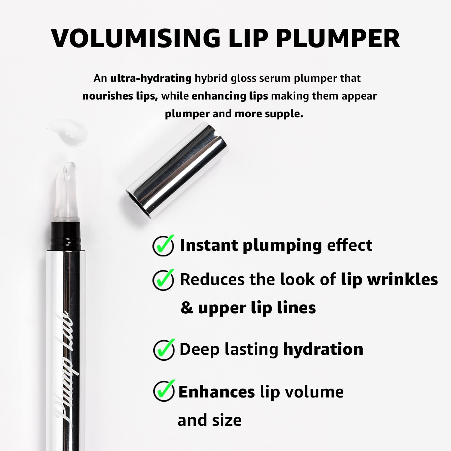 Volumizing Lip Plumper Gloss - Clear Hydrating Lip Treatment for Fuller Lips | Perfect for Date Night, Parties & Everyday Wear
