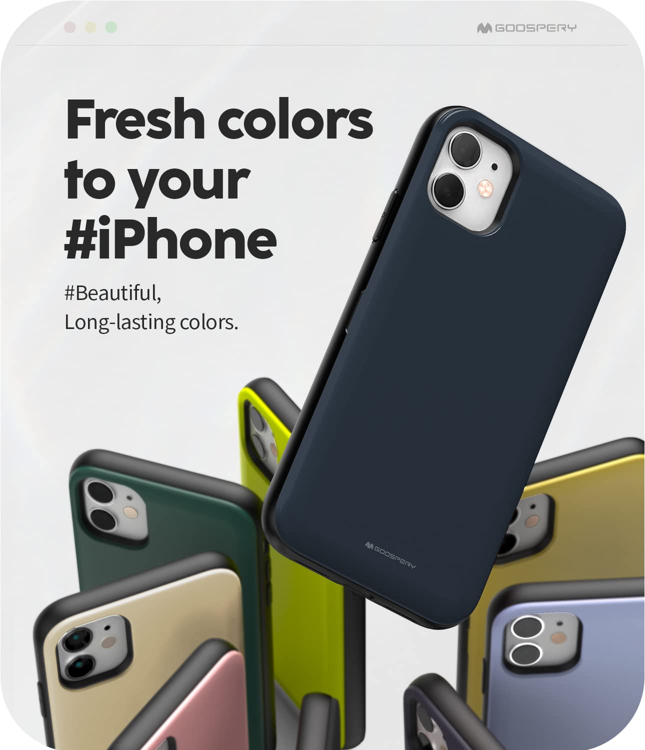 GOOSPERY iPhone 11 Wallet Case with Card Holder & Kickstand - Slim Protective Dual Layer Bumper Phone Cover (Midnight Blue) - Perfect for Travel, Shopping & Everyday Use