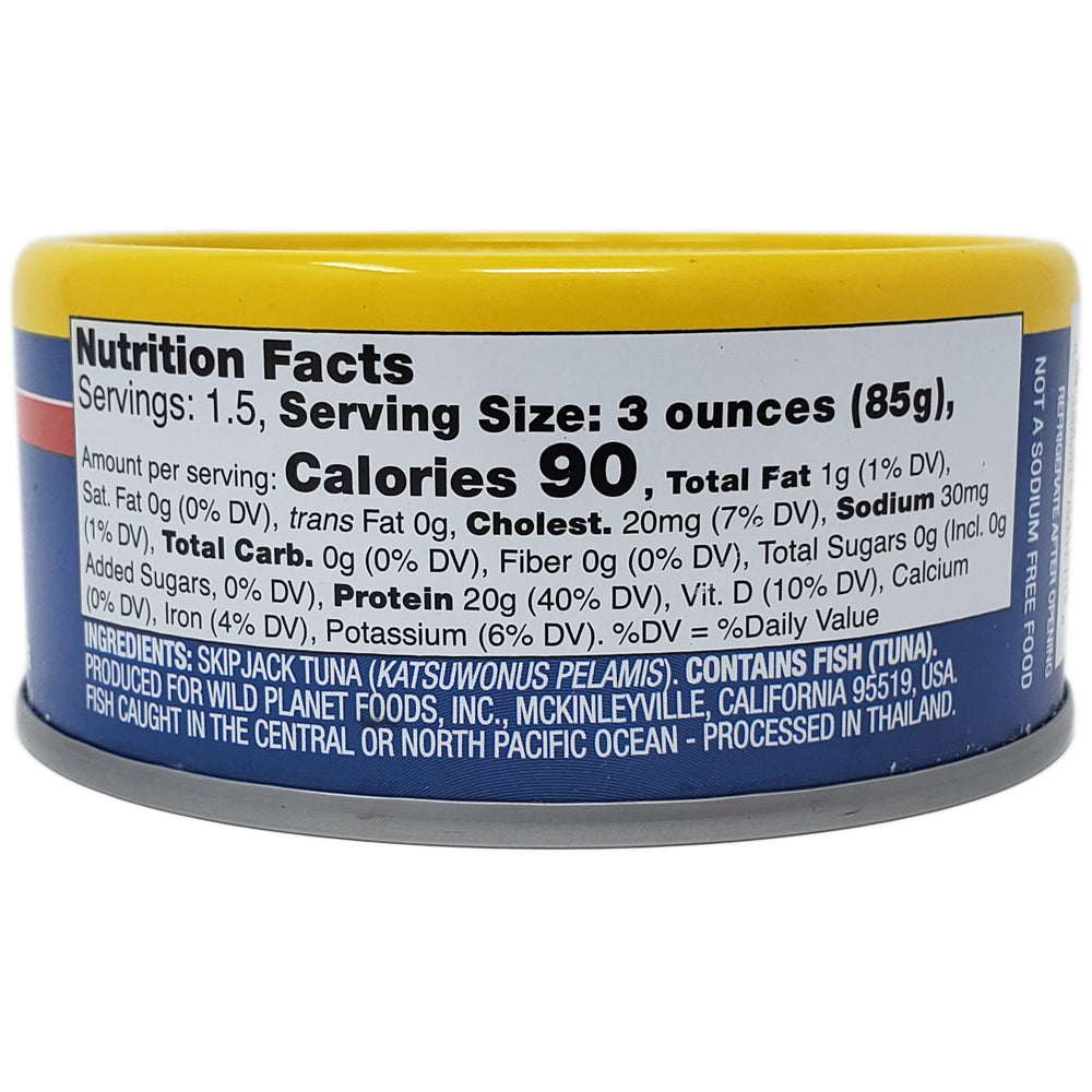Wild Planet No Salt Added Skipjack Tuna - 5oz Can, High Protein, Mercury Tested, Keto & Paleo Friendly - Perfect for Salads, Sandwiches, and Healthy Meal Prep