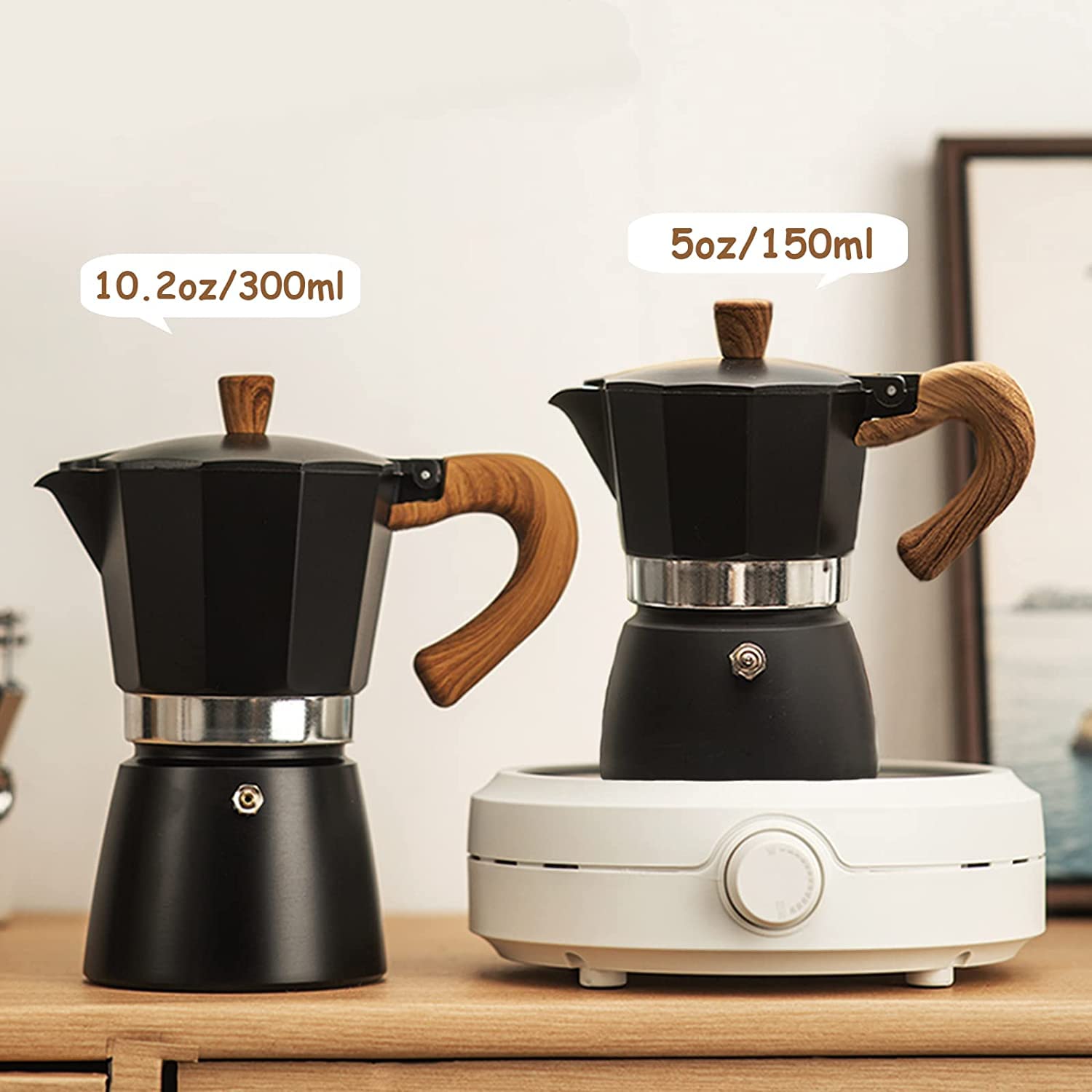 Italian Moka Pot 6-Cup Stovetop Espresso Maker - Perfect for Camping & Home Brewing