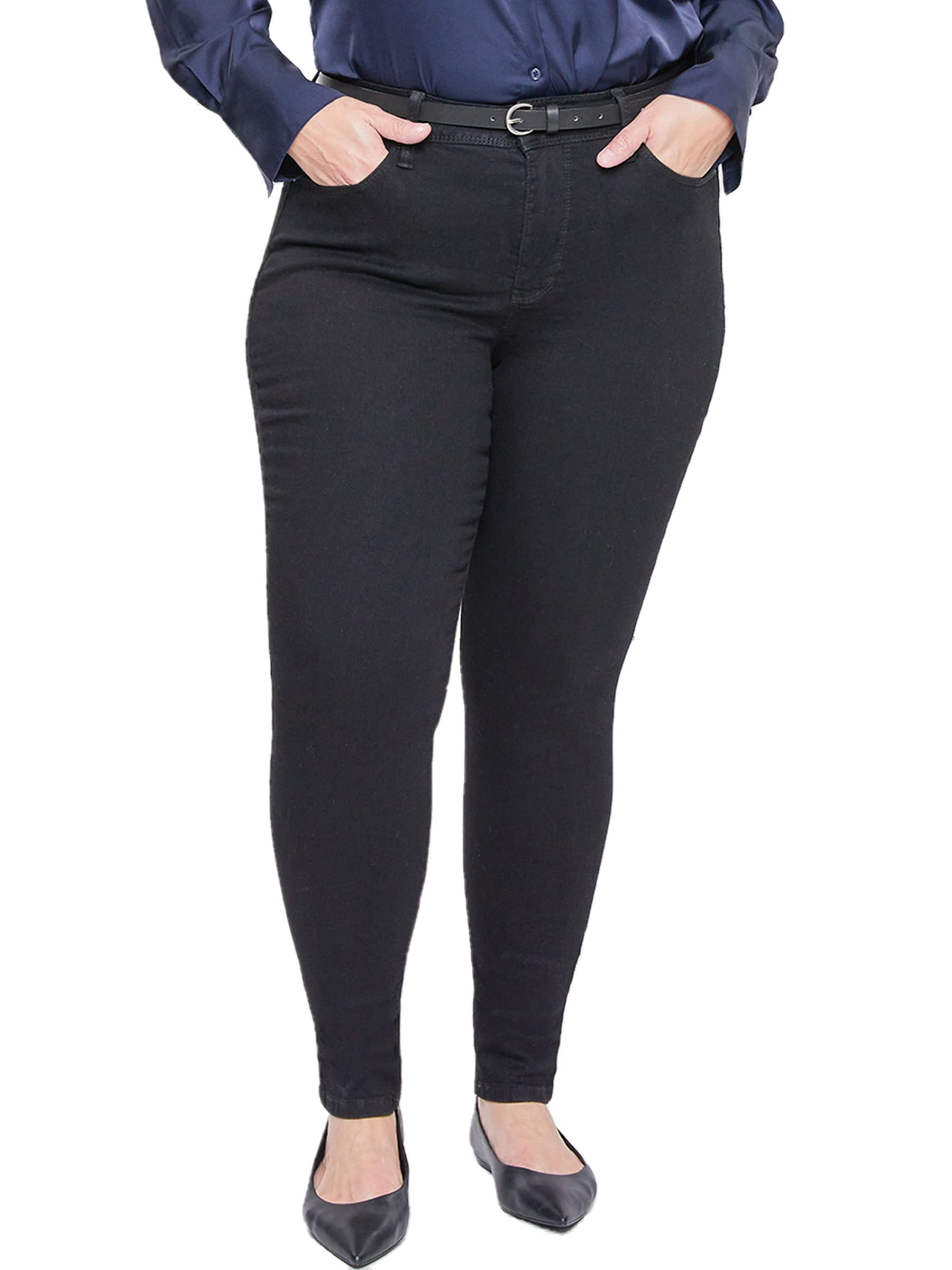 Royalty For Me Women's Plus Size Essential High Rise Skinny Jeans - Stretchy Comfort Denim Pants for Work, Casual & Everyday Wear