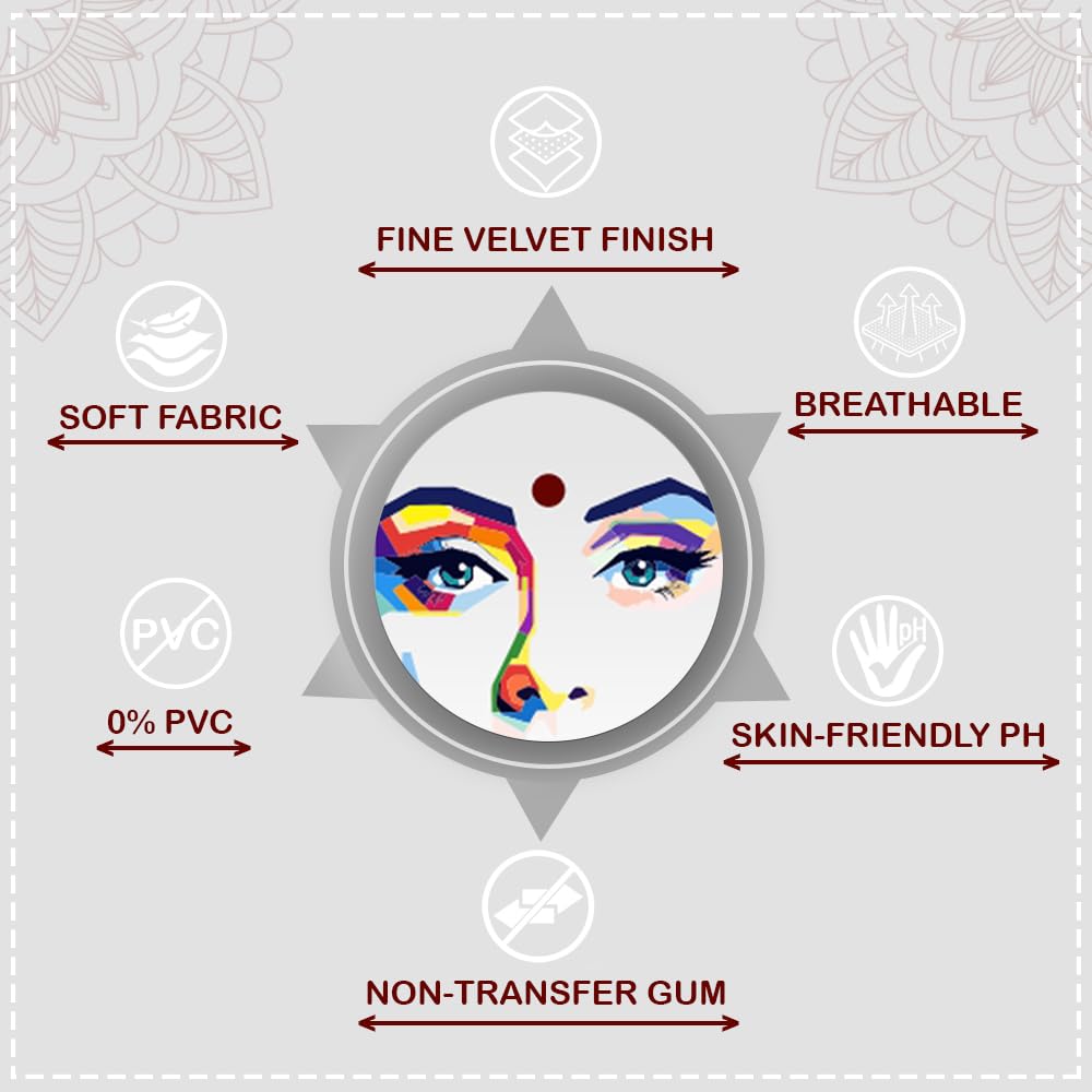 PERPAA Kumkum Dark Maroon Round Bindi Stickers for Women - 11 Pack (1.5mm Diameter) - Traditional Indian Forehead Decoration for Weddings, Festivals & Daily Wear