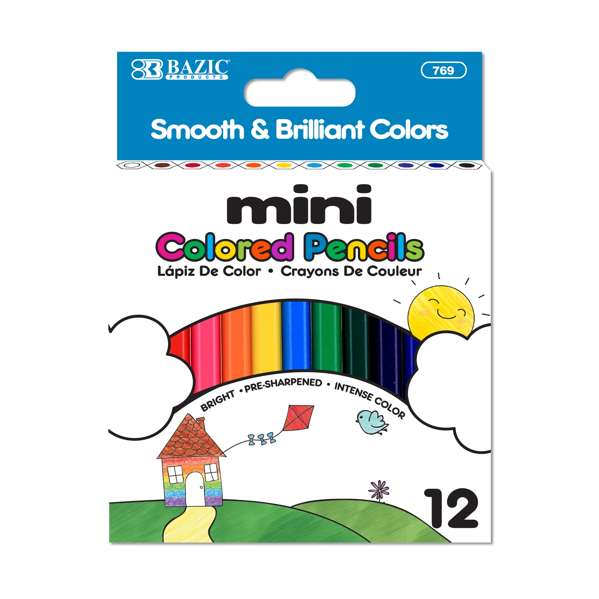 BAZIC 12-Color Mini Soft Core Colored Pencils for Art, Drawing & Sketching - 144-Pack for School & Office