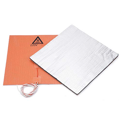 CoCocina 220V 750W 300x300mm Silicone Heated Bed with Self-Adhesive Foil Insulation Cotton - DIY Replacement Part for 3D Printer Hot Bed | Perfect for ABS/PLA Printing, Rapid Heating & Even Temperature Distribution