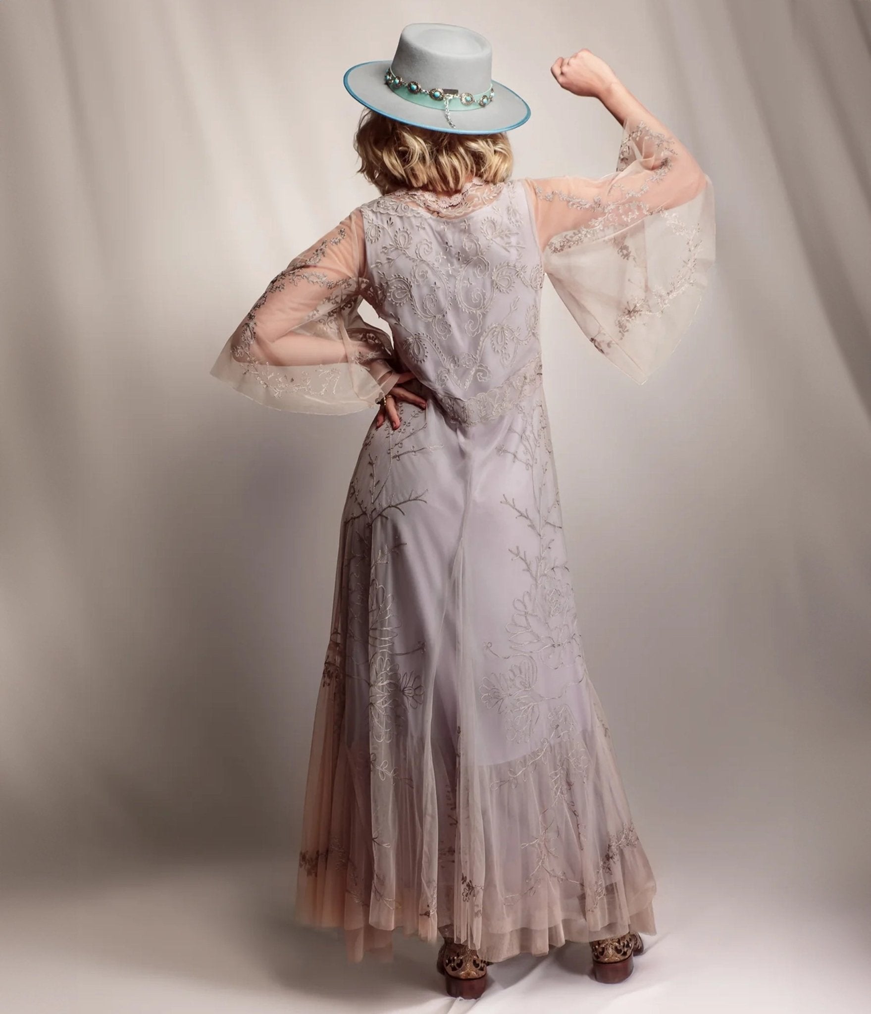 Nataya Lilac Lace Meadow Delilah Dress - Elegant Floral Summer Maxi Dress for Women, Perfect for Weddings, Garden Parties & Special Occasions