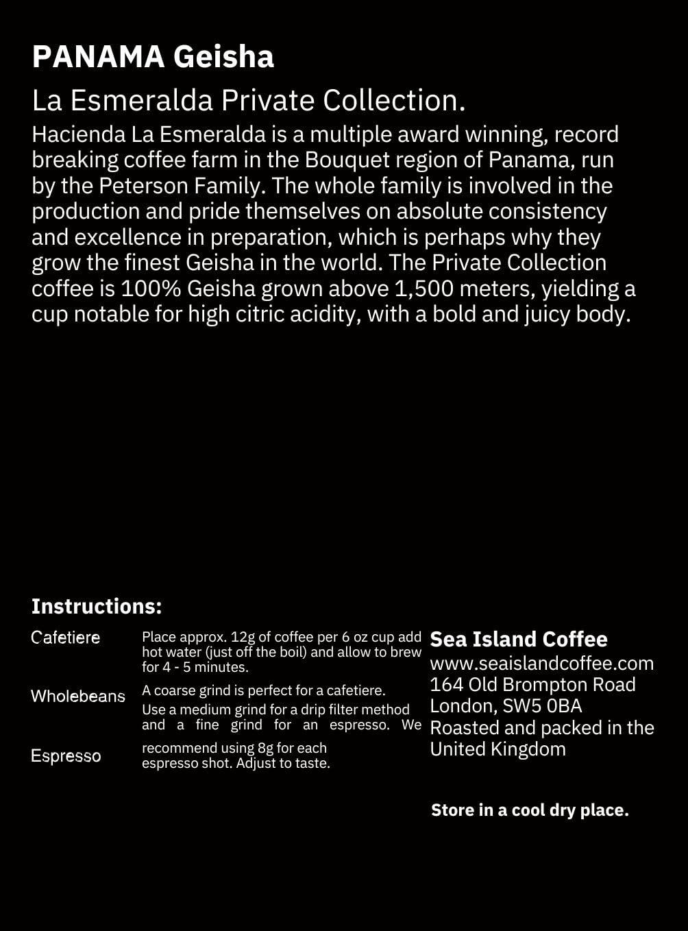 Premium Geisha Coffee Beans from Panama - La Esmeralda Private Collection (250g) for French Press, Pour Over & Drip Brewing - Gourmet Specialty Coffee for Home Baristas & Coffee Lovers