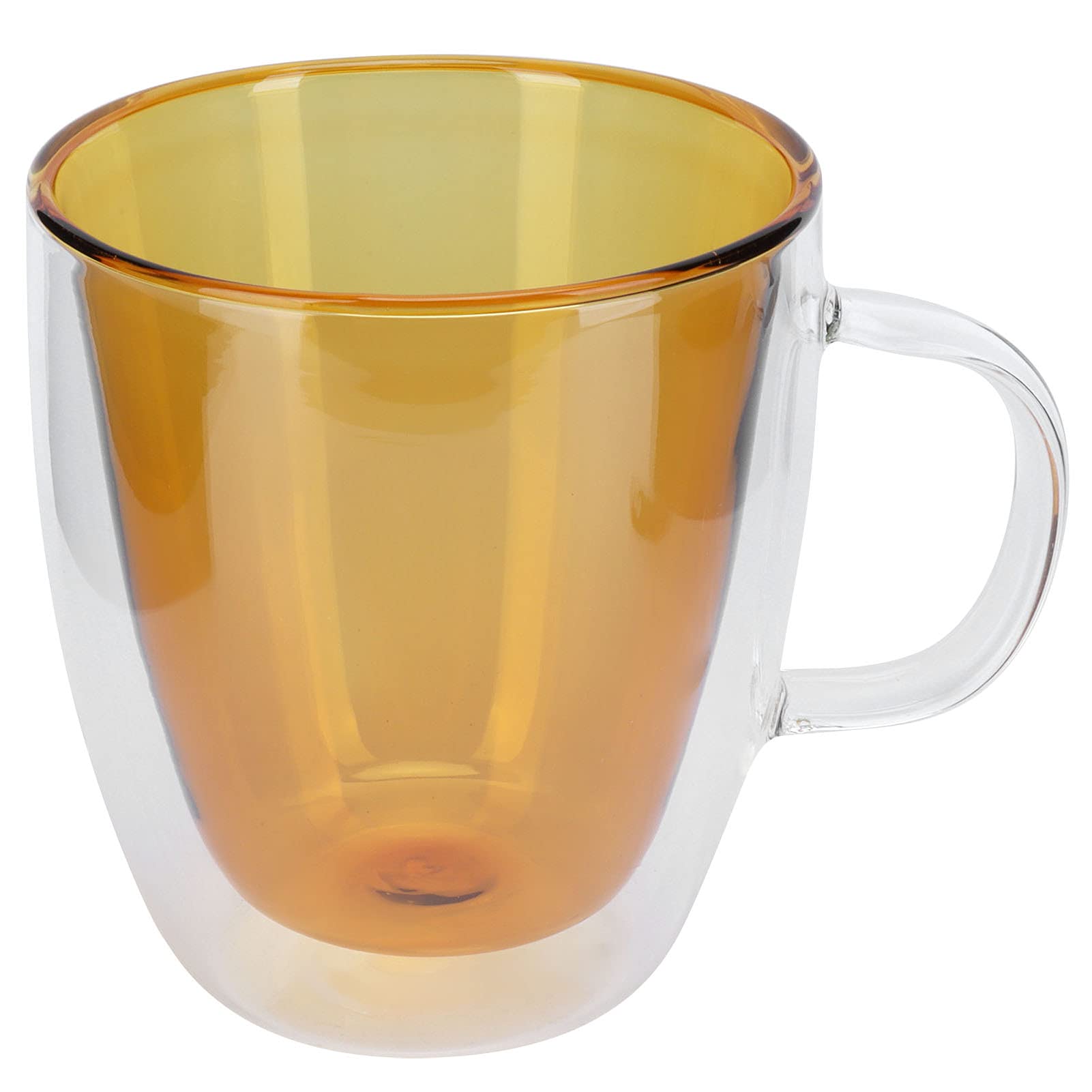 Transparent Heat-Resistant 2-Layer Coffee Mug with Yellow Liner - Perfect for Restaurants, Tea Rooms & Home Use - Ideal for Hot Beverages Like Coffee, Tea & Cocoa