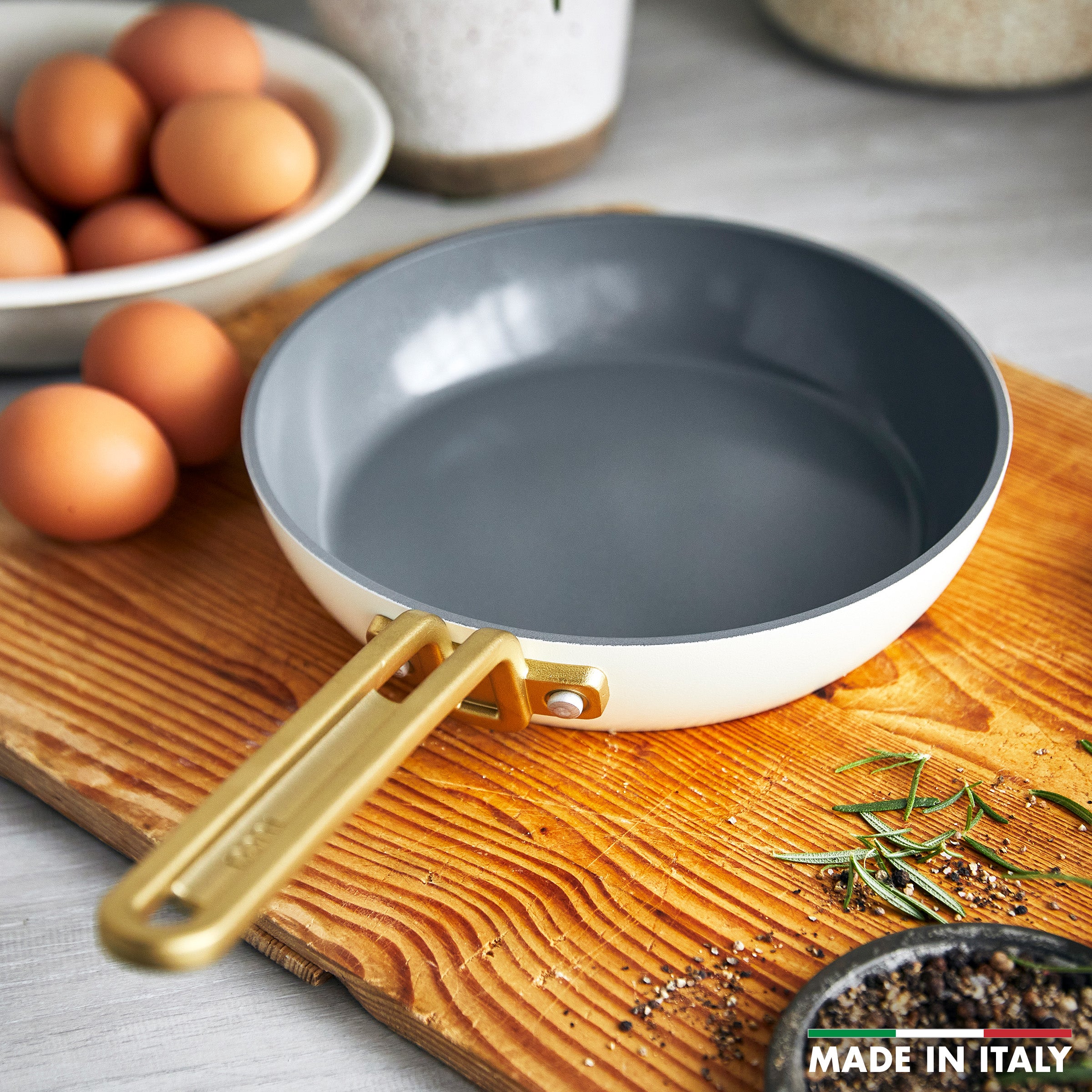 Stanley Tucci™ Ceramic Nonstick 8-Inch Fry Pan - Carrara White | Healthy Cooking, Omelets & Eggs | Non-Toxic & PFOA-Free Cookware for Home Kitchen