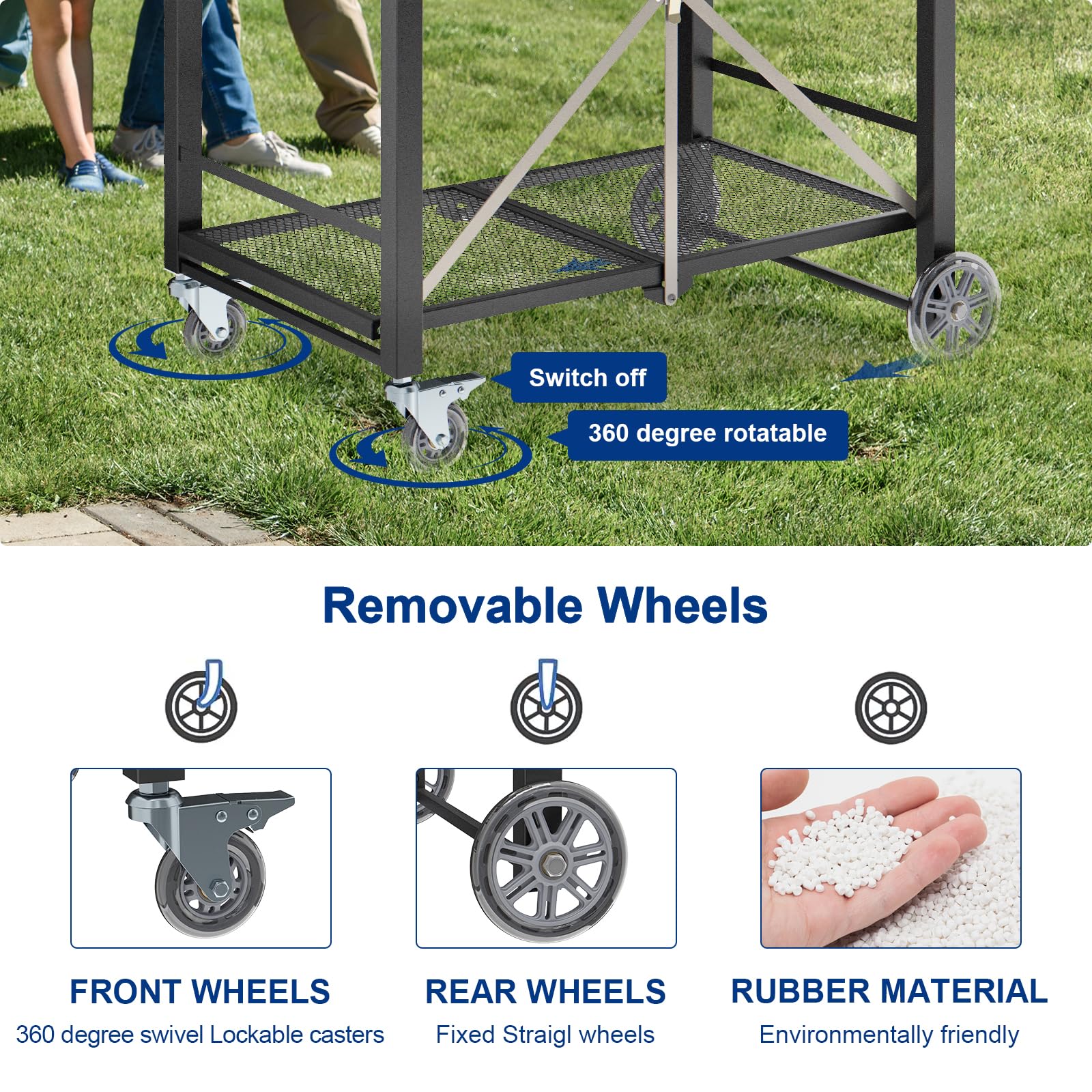 Portable Stainless Steel Folding Grill Cart - Outdoor BBQ Table for Ninja Woodfire, Blackstone Griddle & Cuisinart | Foldable Kitchen Island with Pizza Oven | Perfect for Camping, Backyard Parties & Tailgating