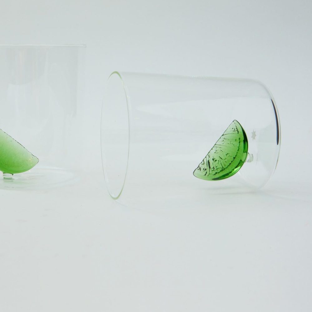 Premium MAISON BALZAC Gin & Tonic Glasses Set of 2 - Crystal Clear & Elegant Green Cocktail Glasses for Gin Tonic, Whiskey & Mixed Drinks - Perfect for Home Bar, Parties & Gifts