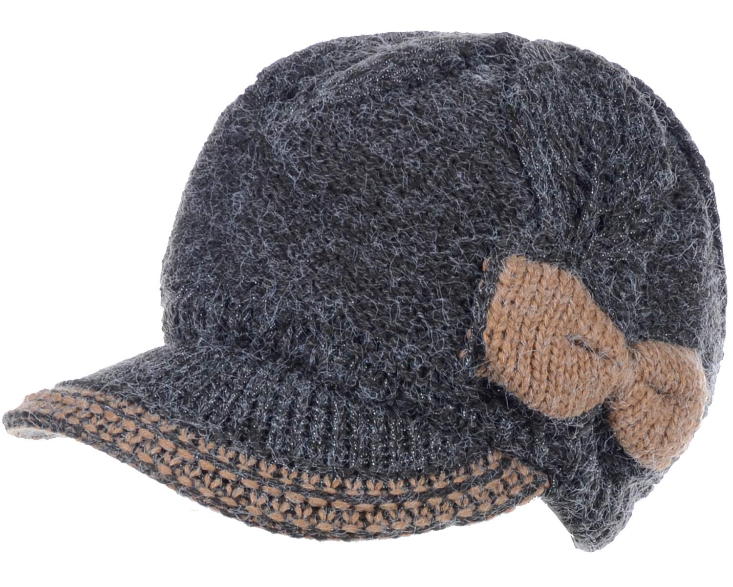 Women's Winter Visor Beanie Hat - Wool Blend Lined Crochet Knit Headband for Cold Weather - Perfect for Skiing, Snowboarding & Outdoor Activities
