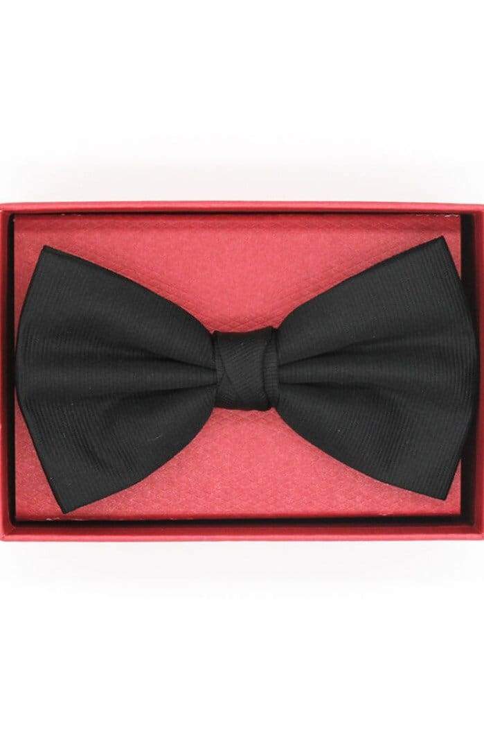 Premium LA Smith Black Silk Grosgrain Bow Tie - Ready-Tied Classic Neckwear for Weddings, Prom & Formal Events