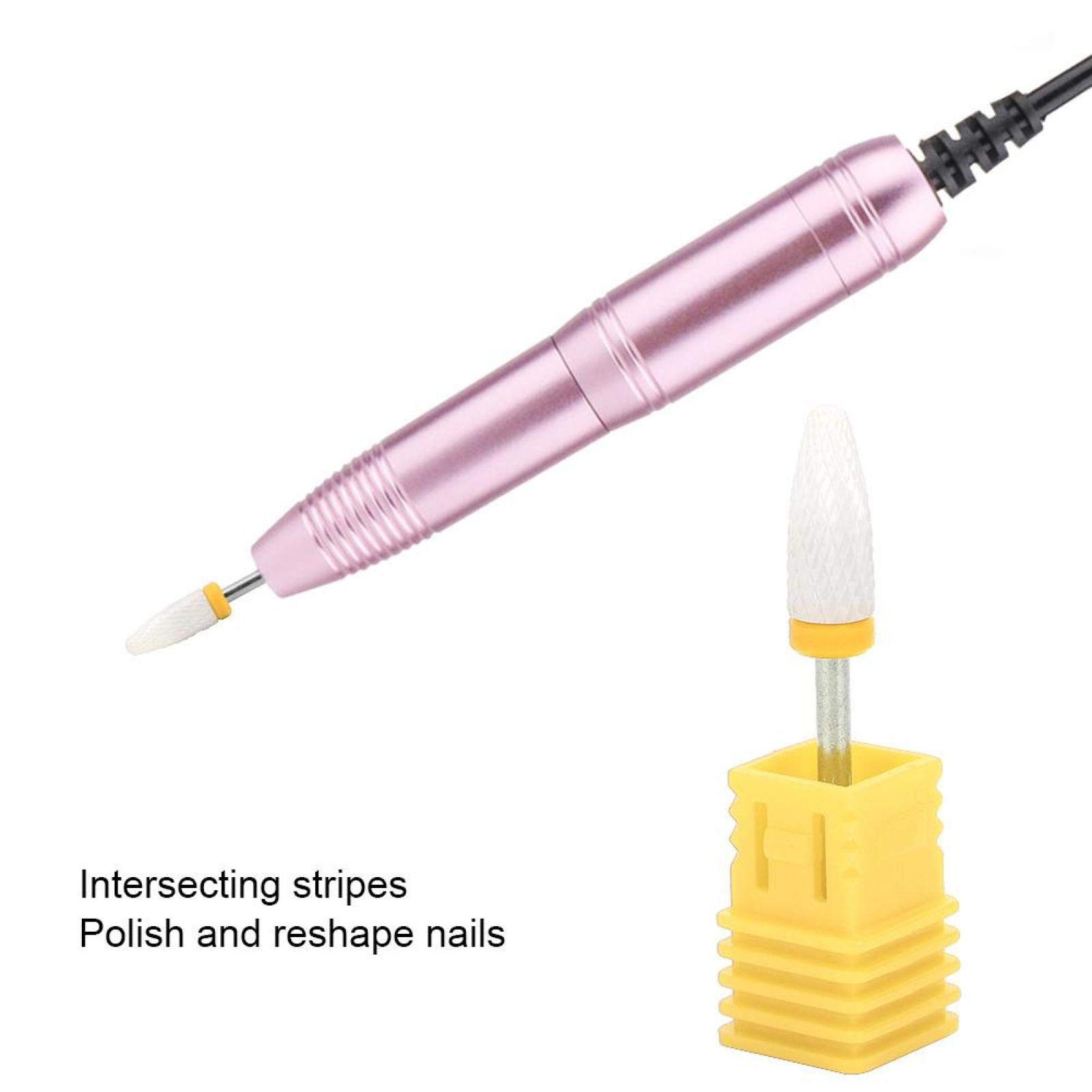 Jeanoko Corn-Head-Shaped Nail Drill Bits for Electric Grinding Machines - Lightweight Ceramic Grinding Head Accessories (XF Extra Fine Yellow Box) - Perfect for Professional Nail Salons & At-Home Manicures