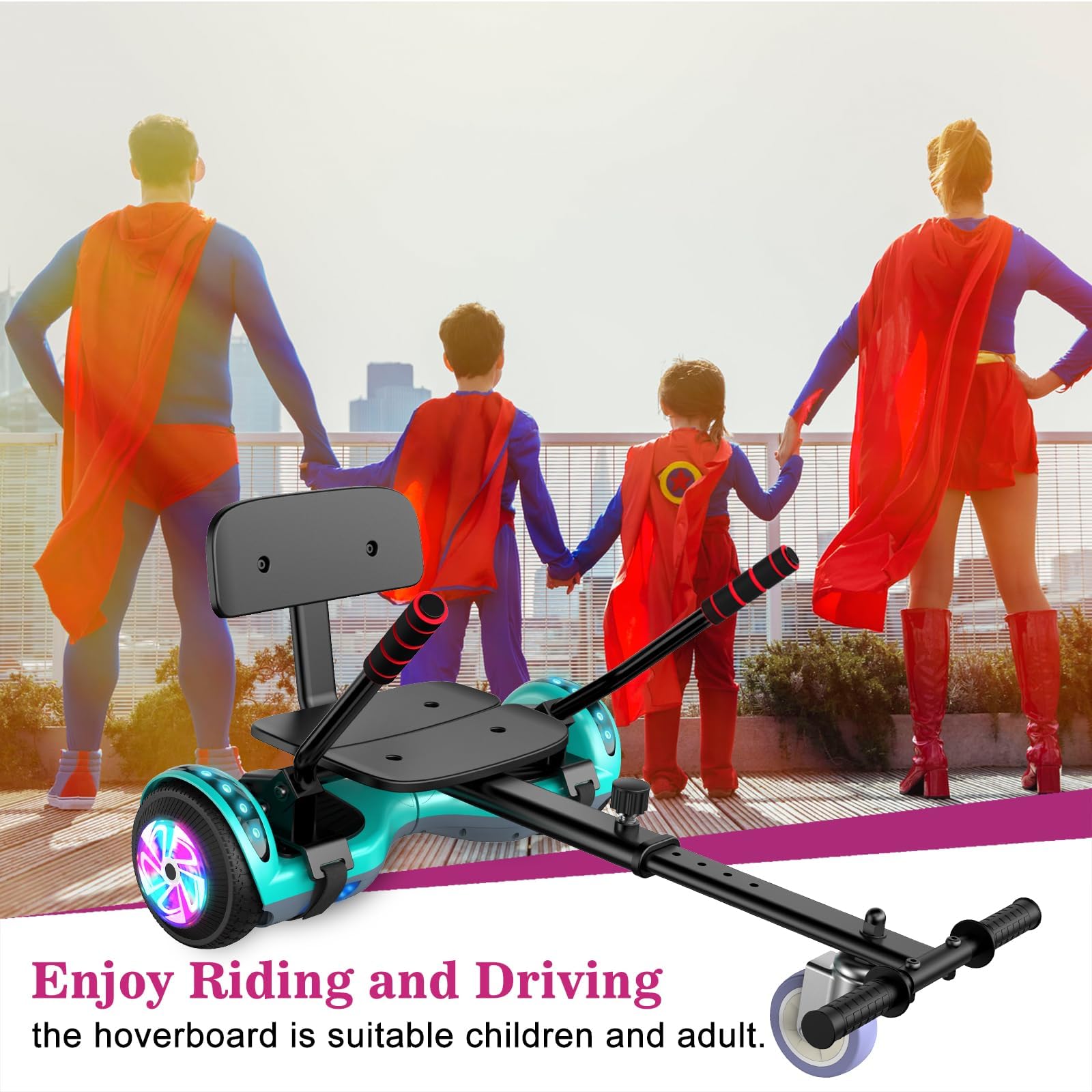 6.5 Inch Self Balancing Hoverboard with Bluetooth & LED Lights - Electric Scooter for Kids & Teens - Perfect for Commuting, Campus Travel & Outdoor Fun