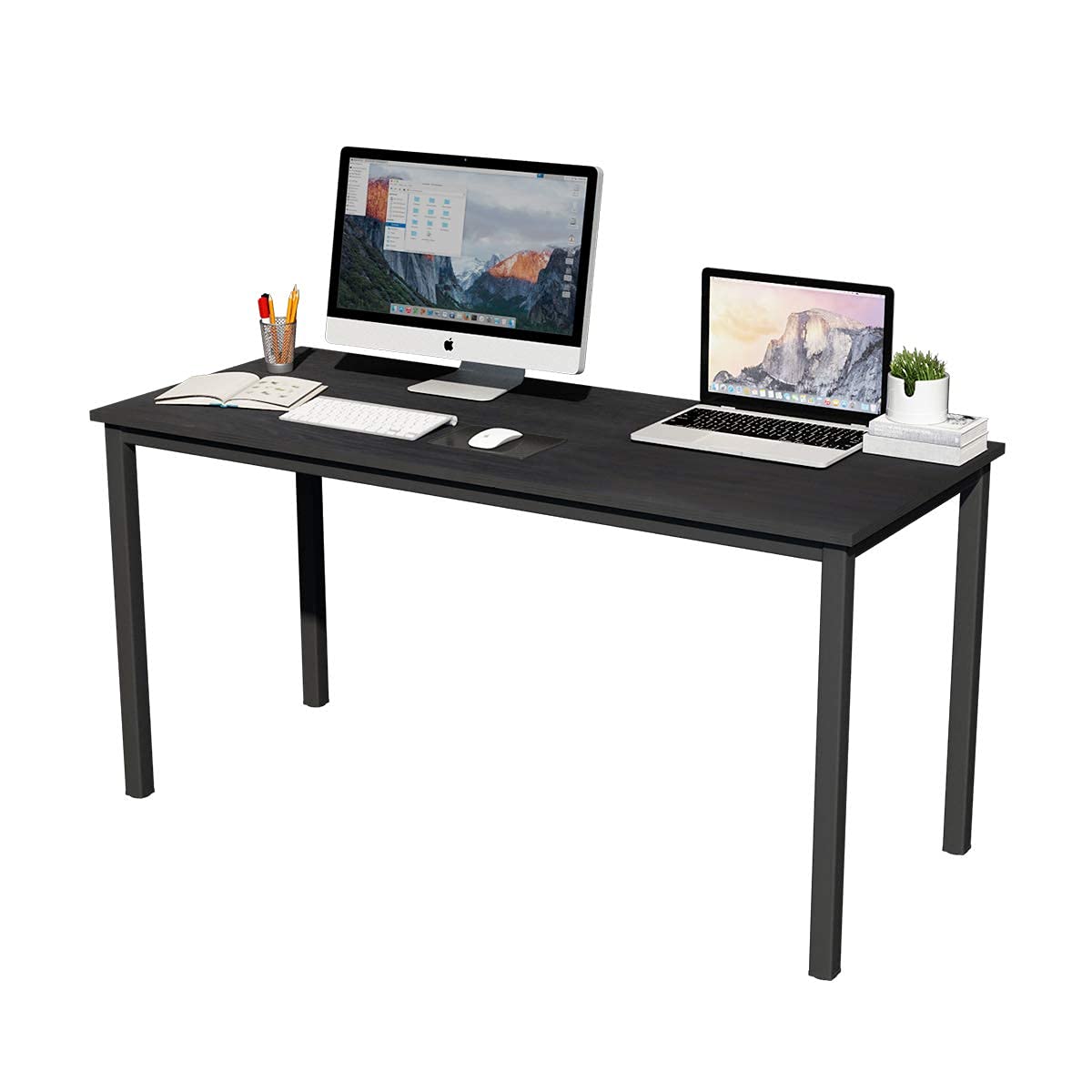 SogesGame 63-inch Computer Desk - Home Office Desk, Study Writing Table, Workstation with Storage, Black Modern Design for Gaming, Working & Dining