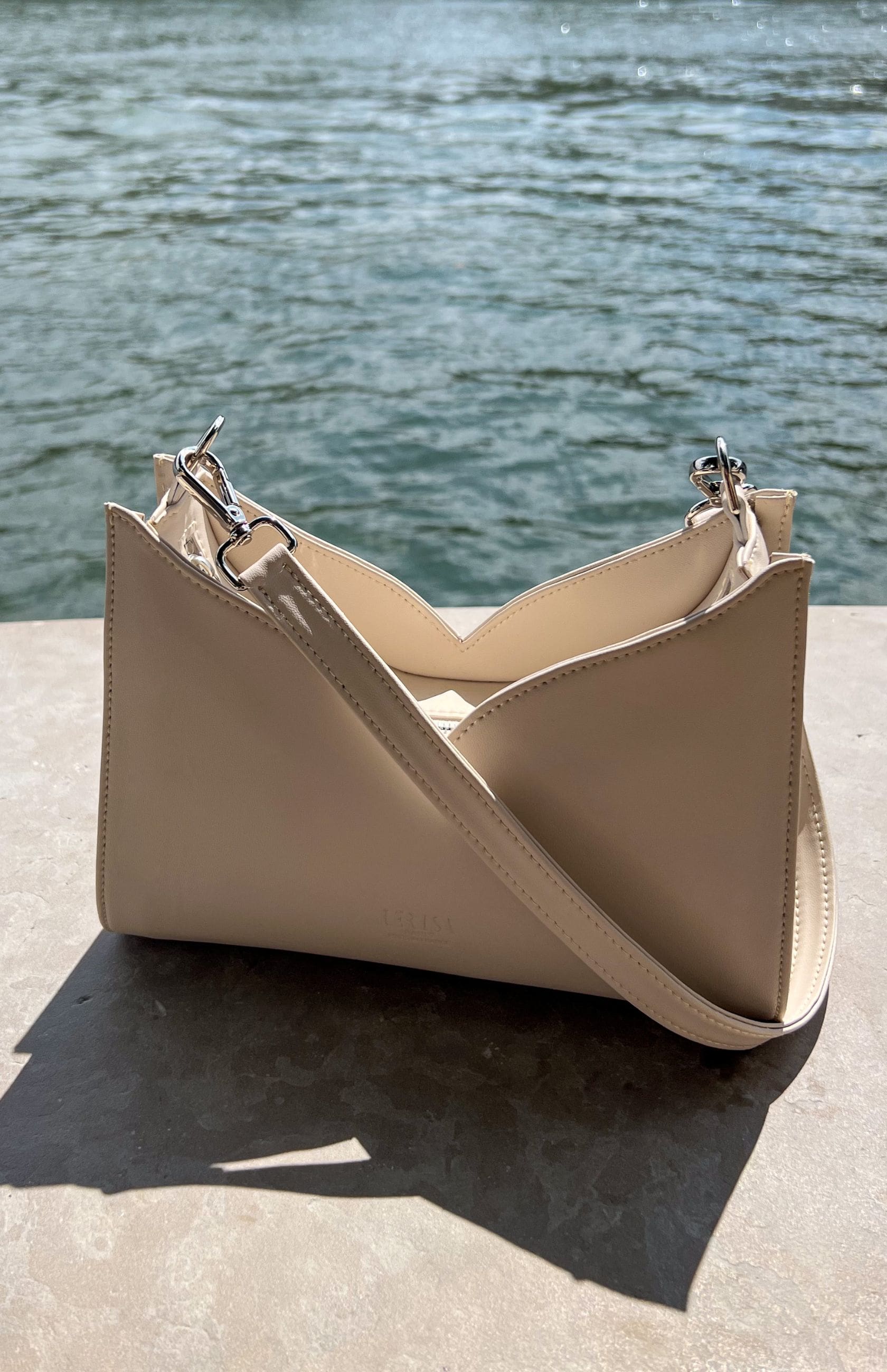 Lerisa Vegan Grape Leather Crossbody Bag for Women - Cream | Stylish & Eco-Friendly Purse for Everyday Use, Work, and Travel
