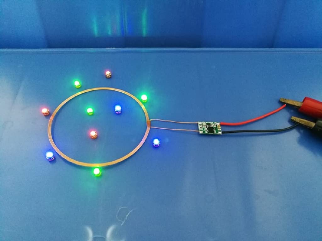 Taidacent 80mm Long Range 5V Wireless LED Coil - Adjustable Brightness Inductive Charging Module with 10 Colorful LEDs | Perfect for DIY Electronics, Smart Home Lighting & Wireless Charging Projects