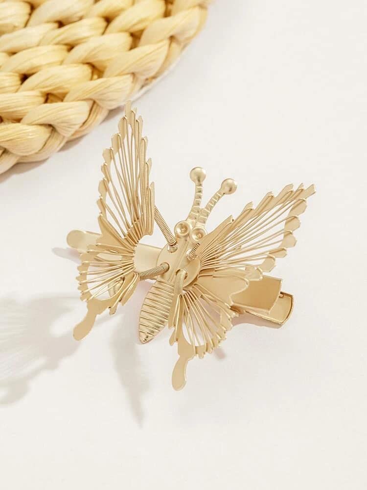 3D Butterfly Hair Clips for Women - 2 Pack Gold & Silver Metal Moving Butterfly Hair Barrettes, Alligator Hair Clamps, Cute Hair Styling Accessories for Girls and Women | Perfect for Weddings, Parties, and Everyday Wear