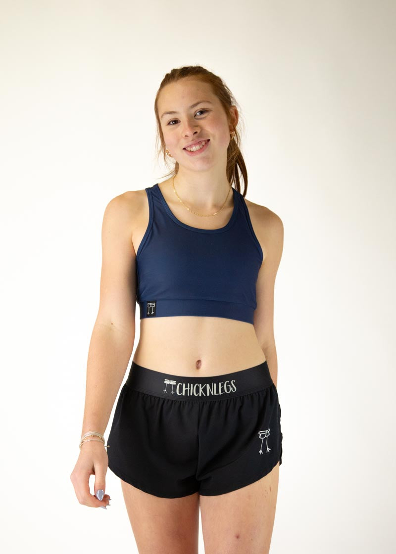 High-Quality Navy Blue OG Sports Bra for Women - Comfortable & Supportive Workout Top for Running, Yoga & Gym