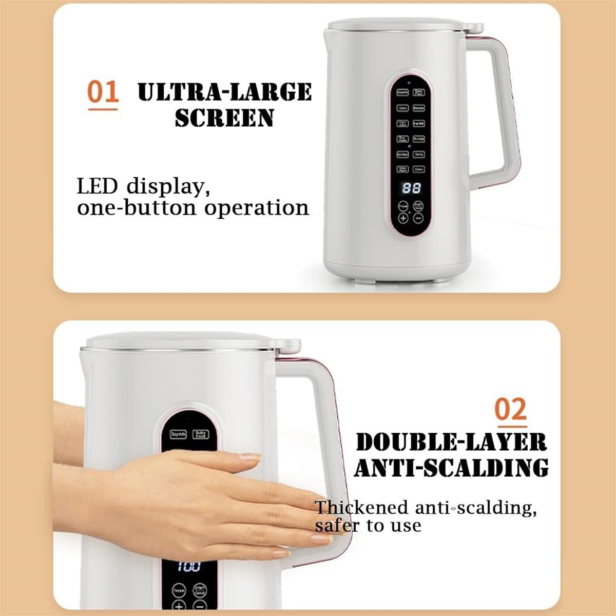 Premium 8-in-1 Electric Nut Milk Maker Machine - 1200ml Automatic Almond & Soy Milk Blender with 12h Delay, Keep Warm & Auto Clean | Perfect for Vegan, Keto & Dairy-Free Lifestyles | Home Kitchen & Healthy Breakfast Essential