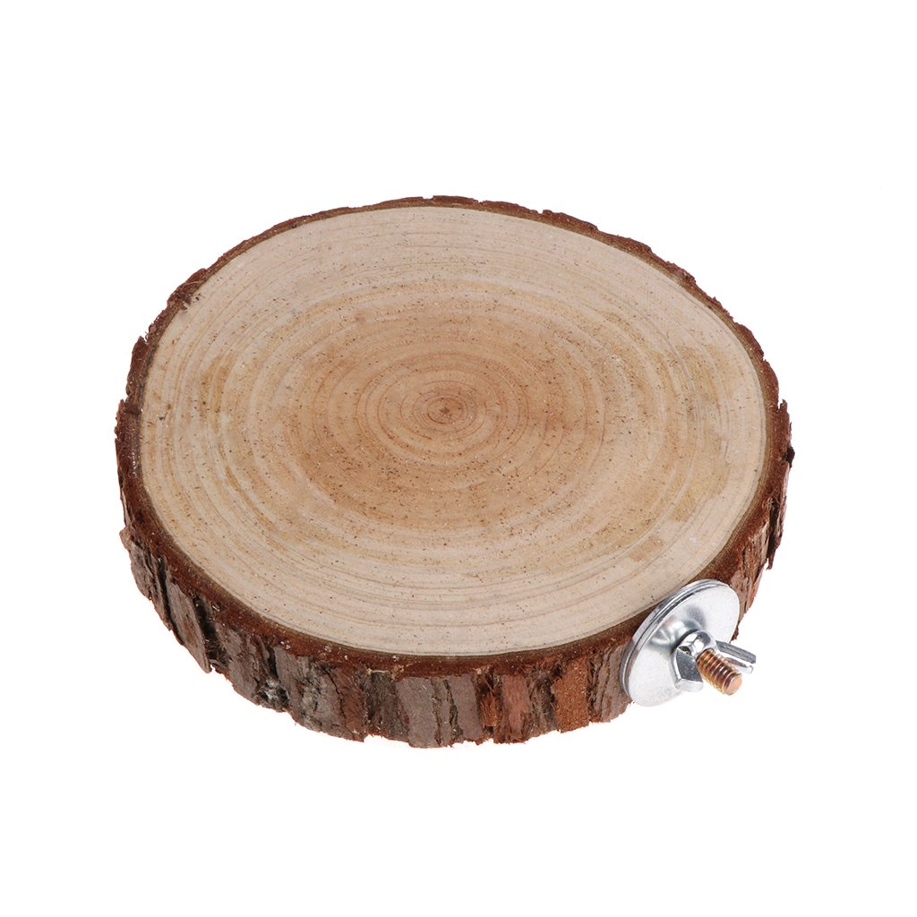 Natural Wooden Bird Perch Stand - Round Platform for Parrots, Chinchillas & Squirrels | Cage Accessory for Climbing & Resting | Perfect for Small Pets' Exercise & Playtime